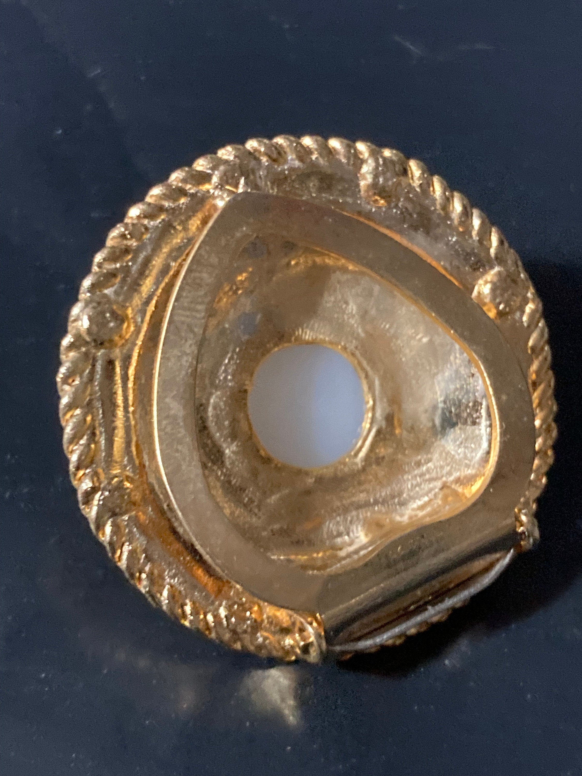 Vintage gold Faux Pearl Scarf Clip: Nautical Rope Edge