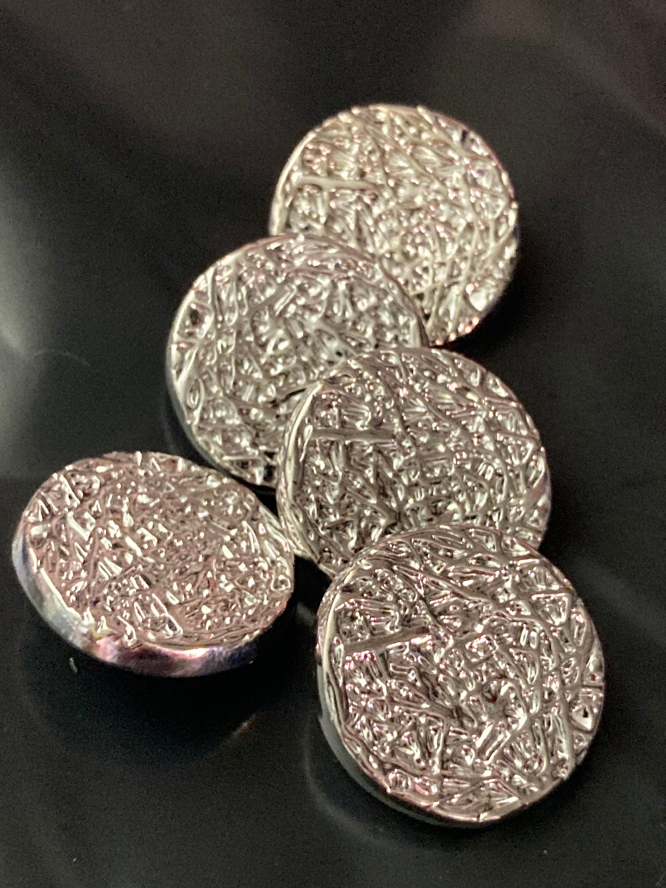 Pack 5 20mm brutalist textured silver tone metal buttons ideal blazer cardigan