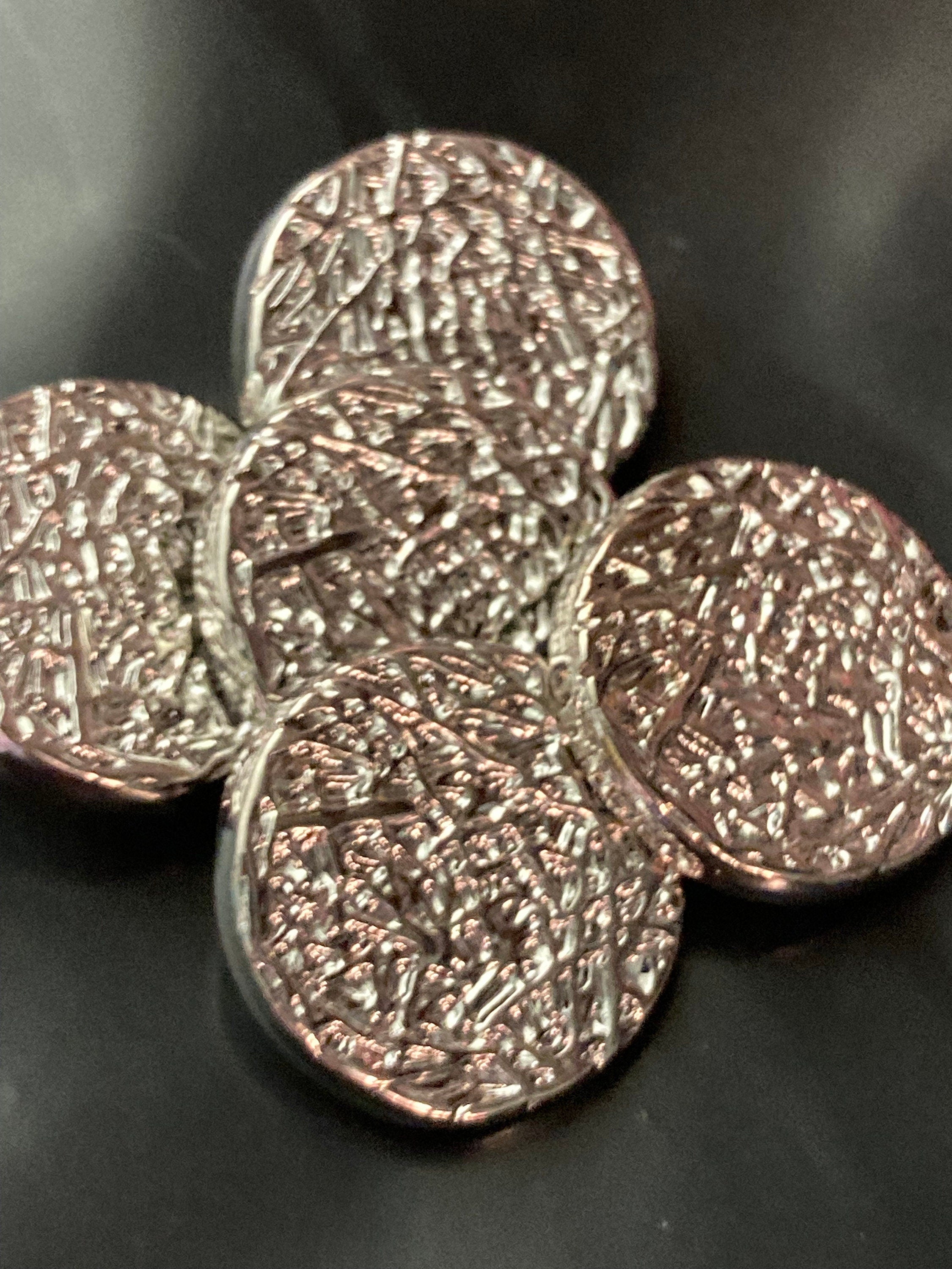 Pack 5 20mm brutalist textured silver tone metal buttons ideal blazer cardigan