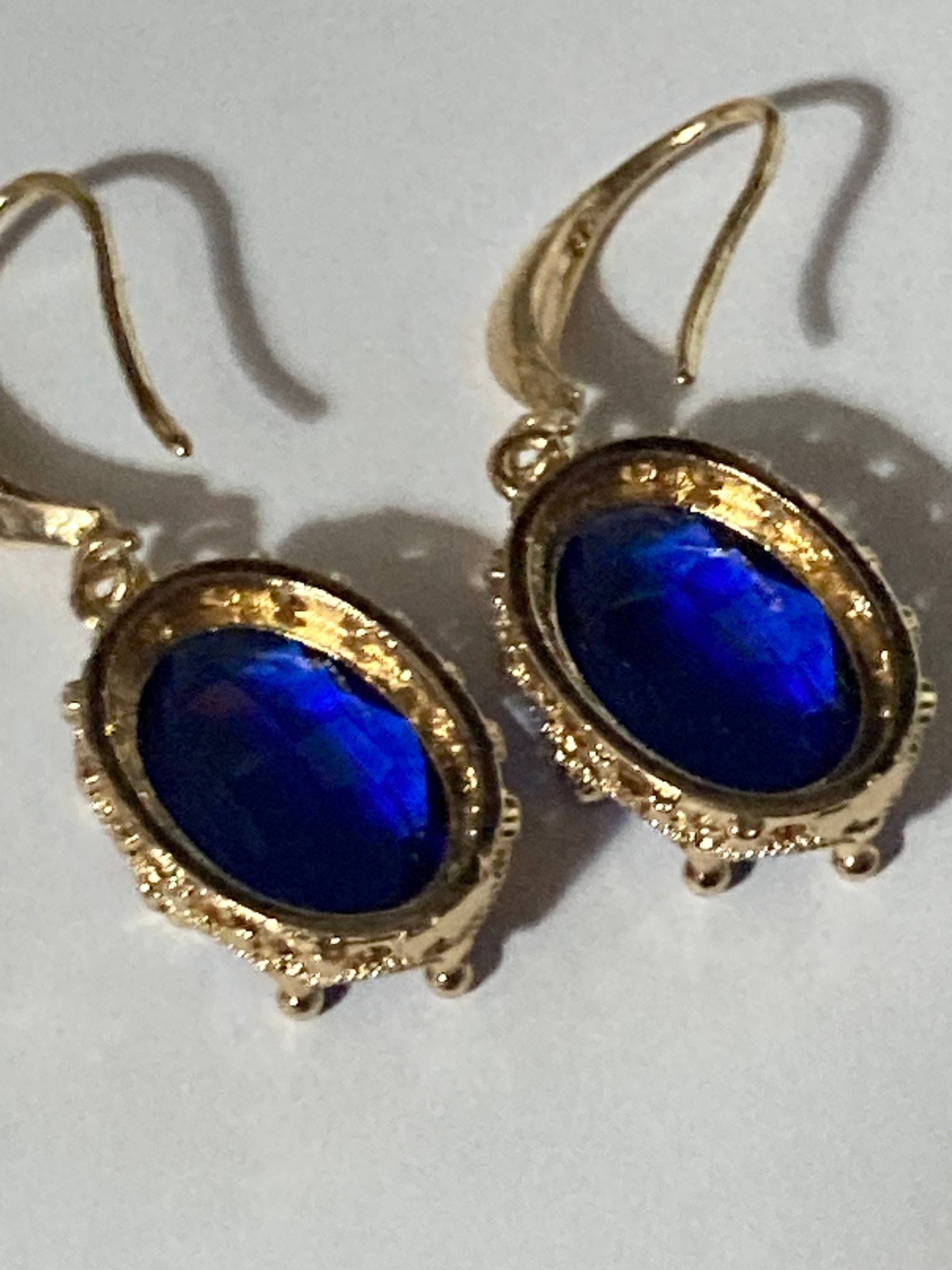 18k Gold Plated Sapphire Blue Crystal Drop Earrings