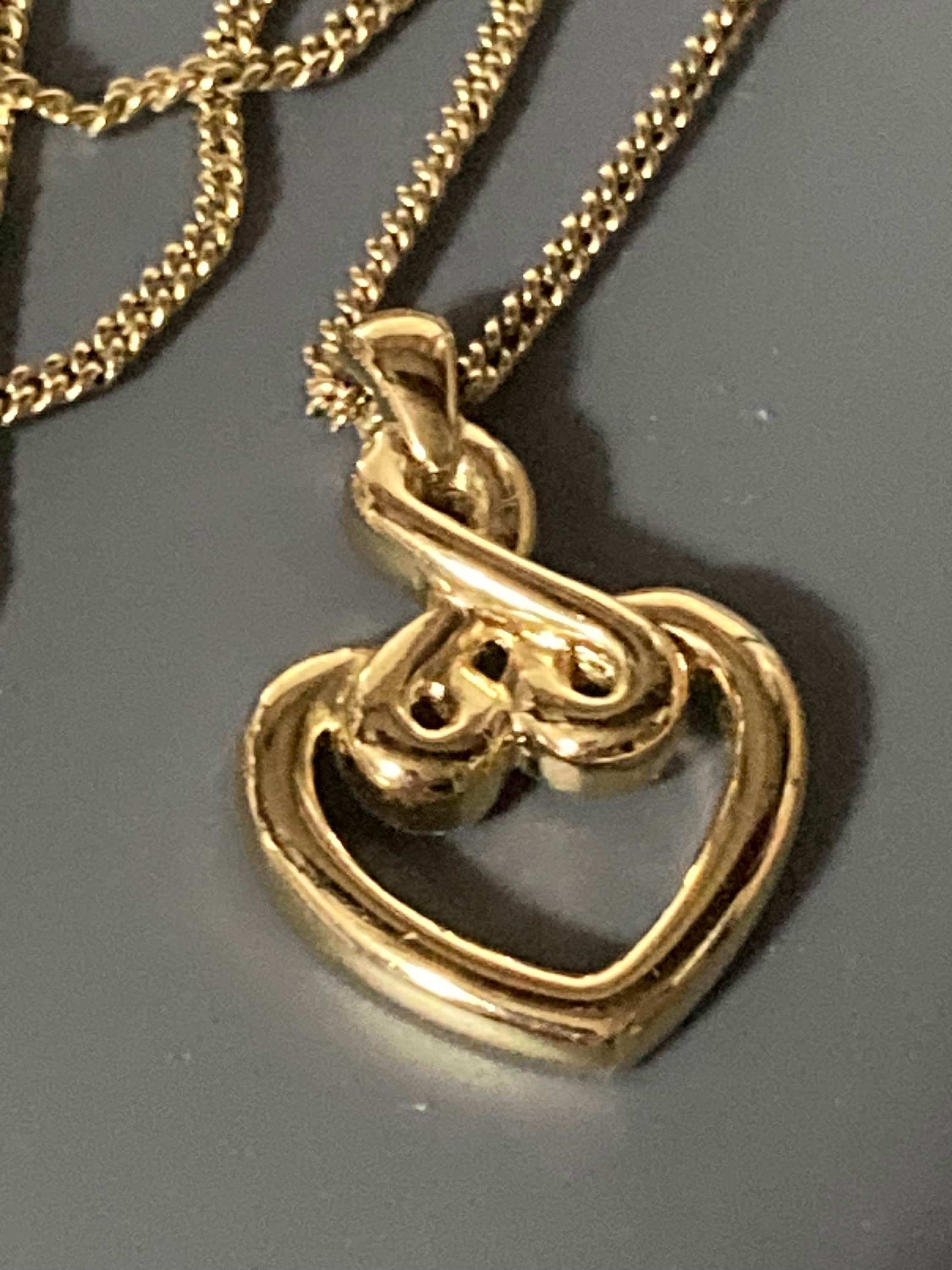 Vintage Christian Dior love heart pendant chain necklace, signed