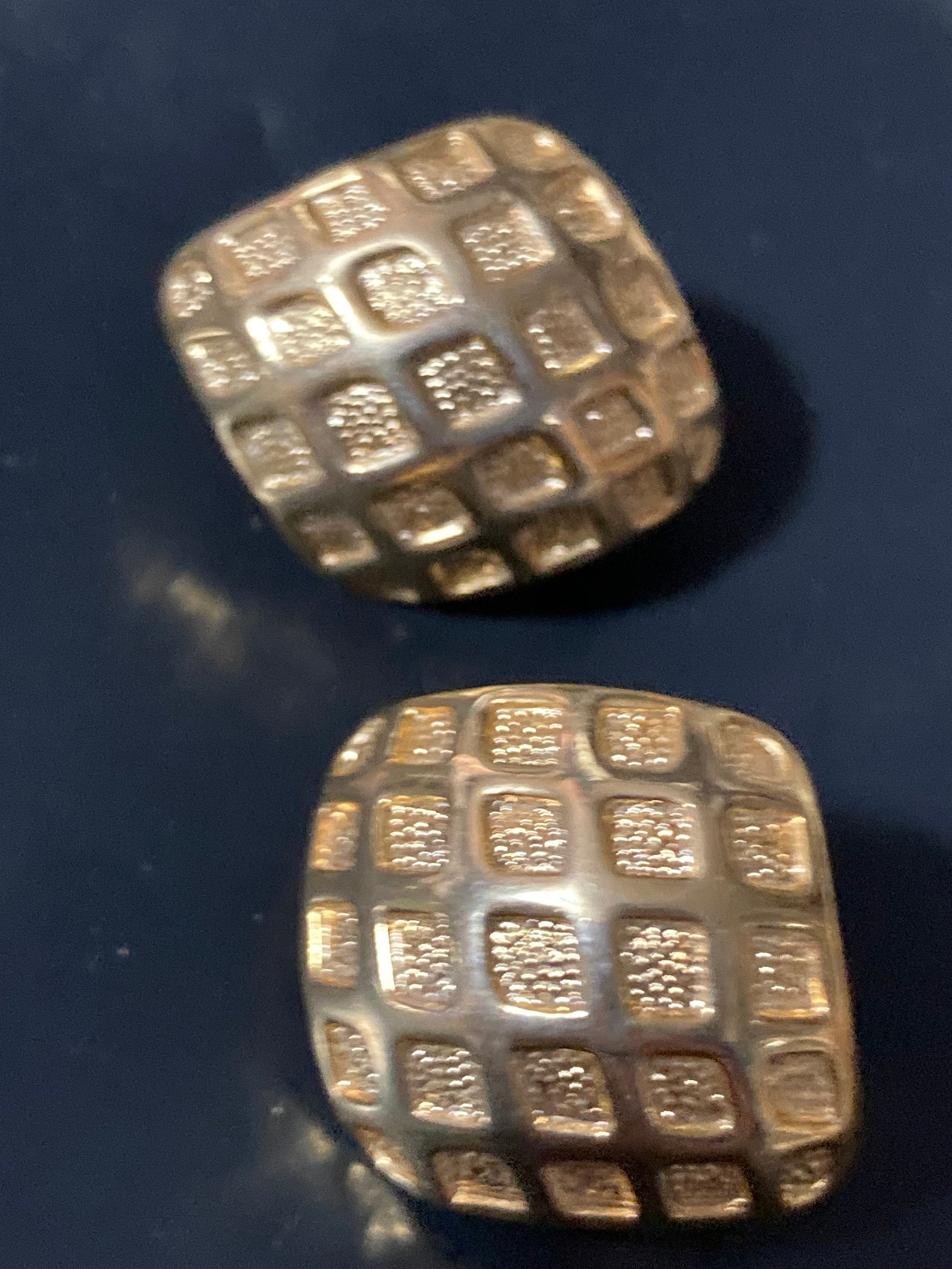 Vintage clip on earrings, 1990s gold tone diamond shaped