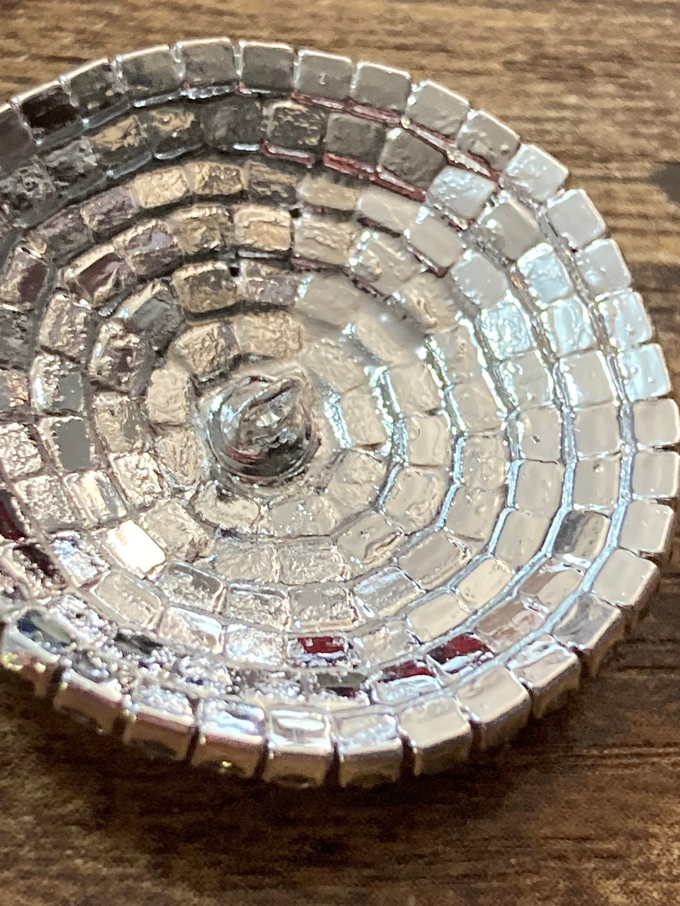 30mm clear glass diamanté buttons; silver tone , Set of 5