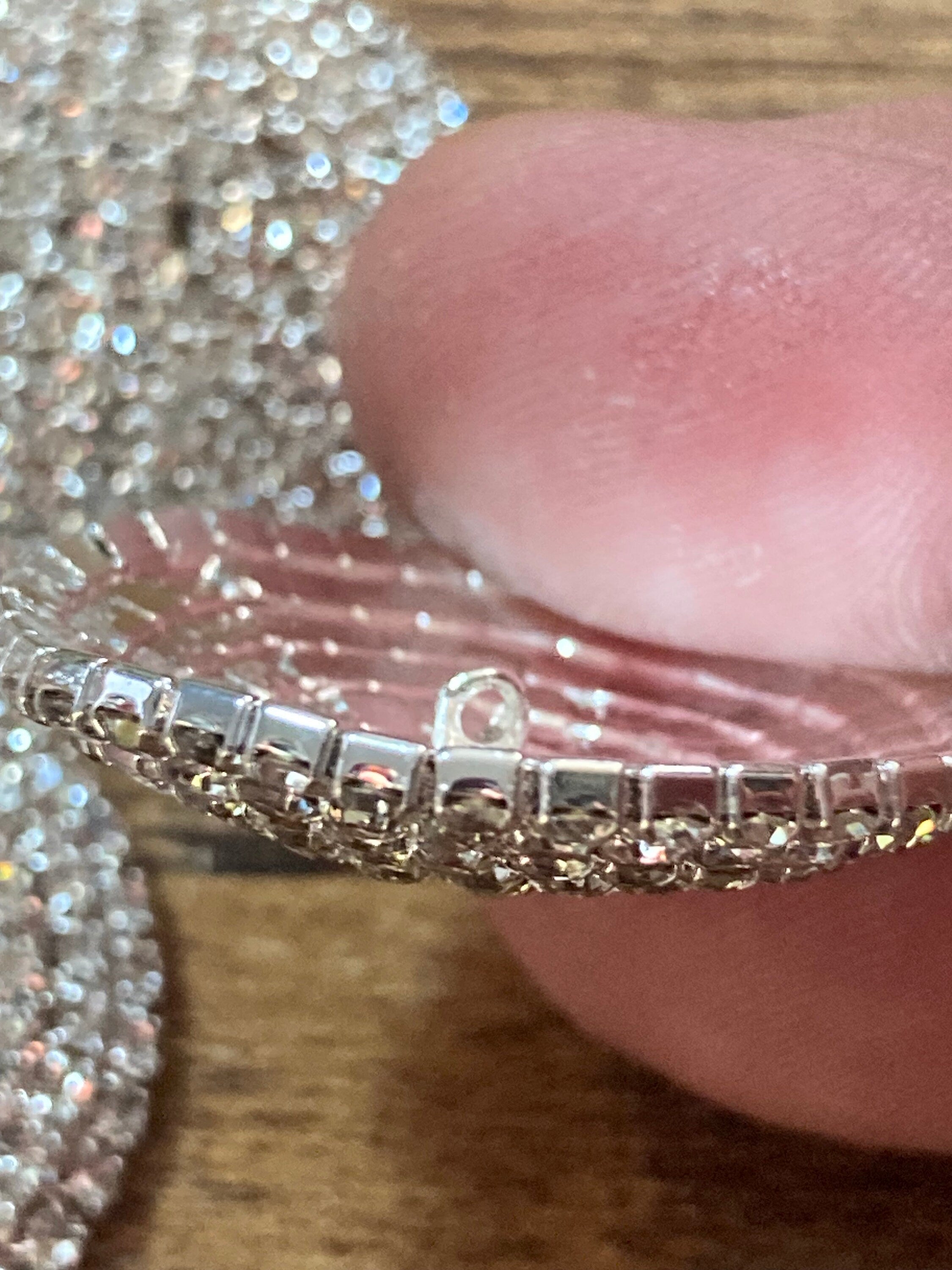 30mm clear glass diamanté buttons; silver tone , Set of 5