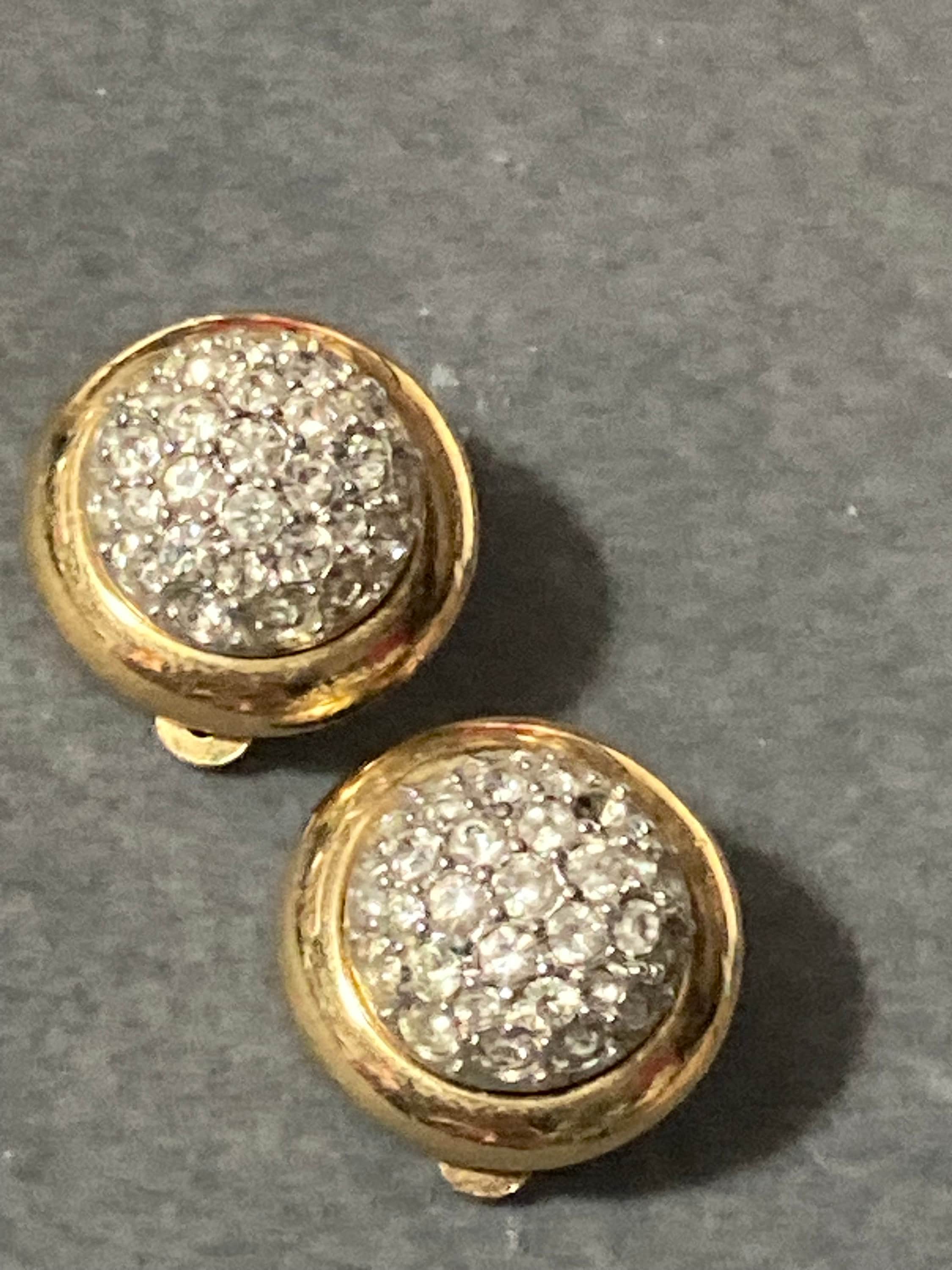 Signed d’orlan diamanté round clip on earrings