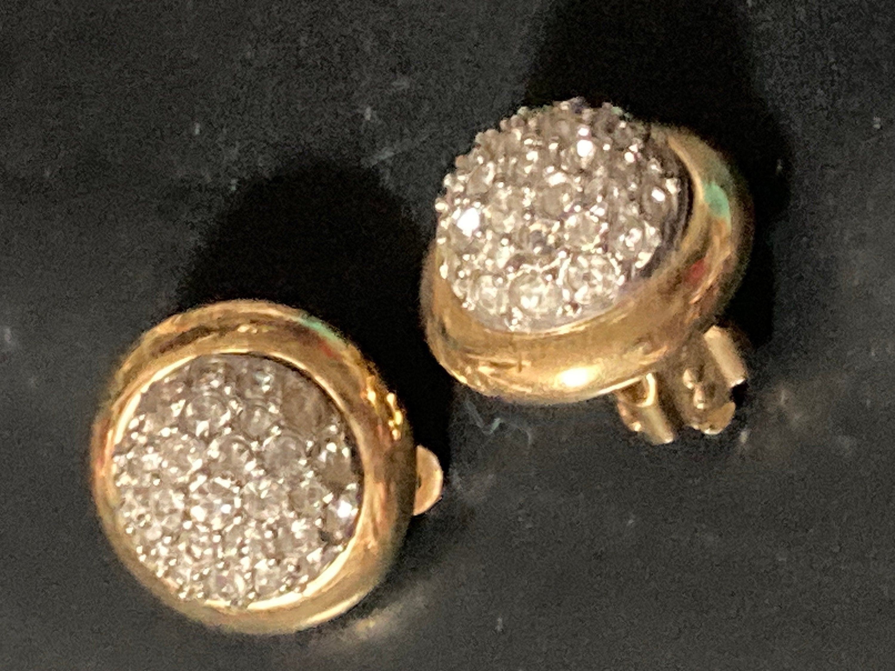Signed d’orlan diamanté round clip on earrings