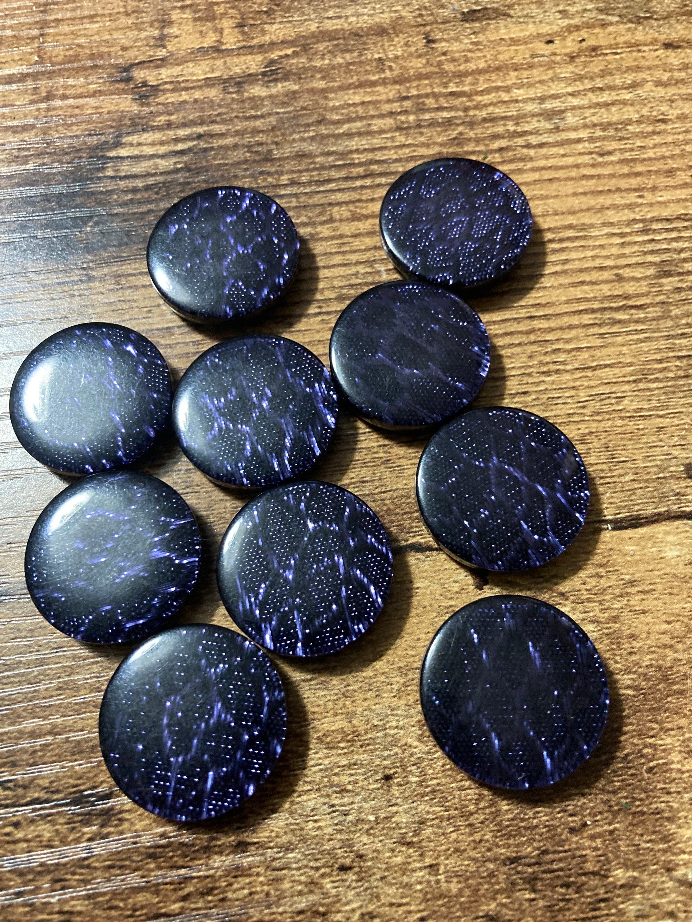 Set of 10 x 22mm plastic Violet Blue Purple snakeskin buttons glitter