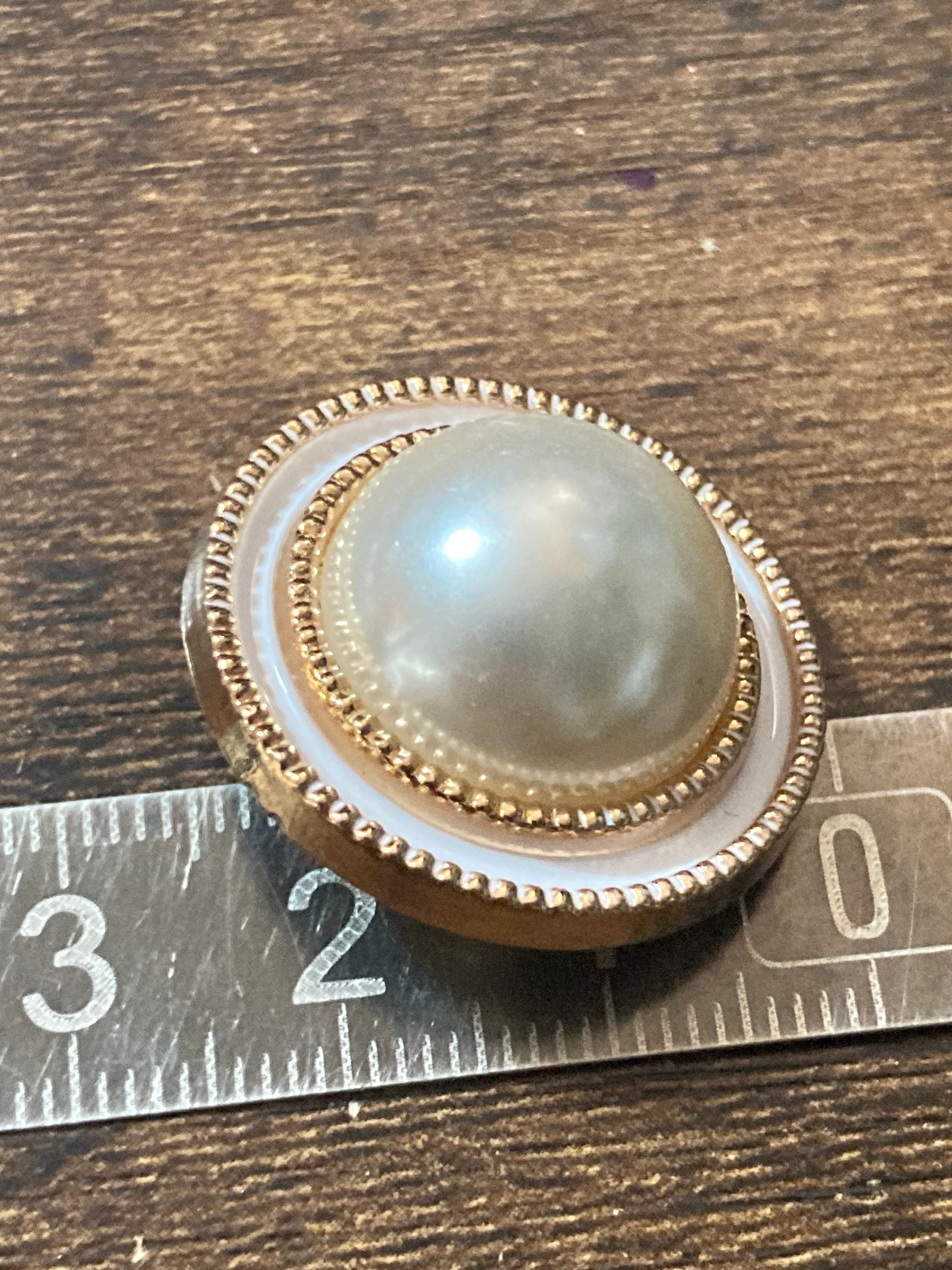 25mm white enamel faux Pearl Buttons , 5 pieces
