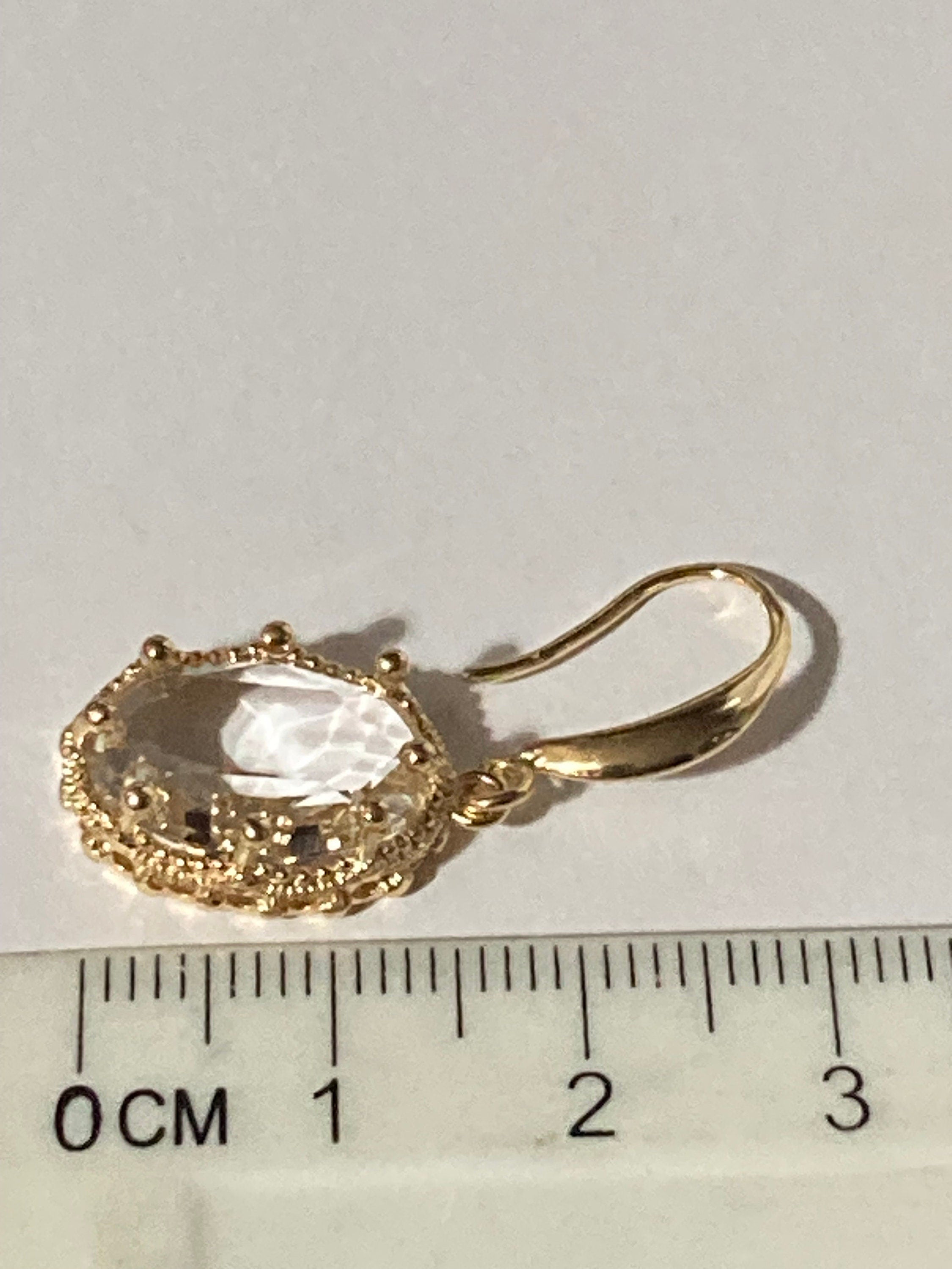 18k gold plated clear crystal diamanté cabochon drop charm earrings