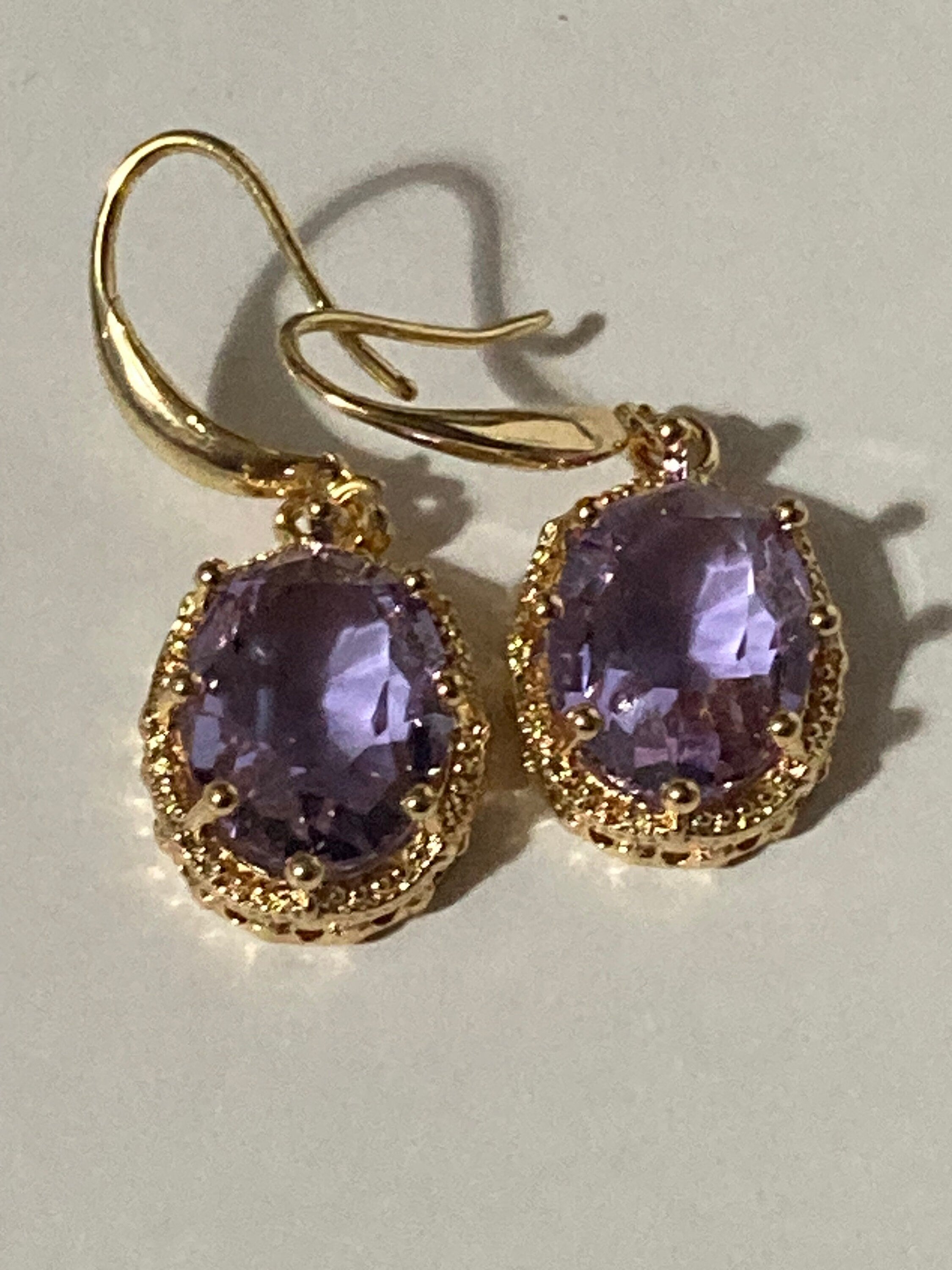 18k Gold Plated Lilac Crystal Drop Earrings