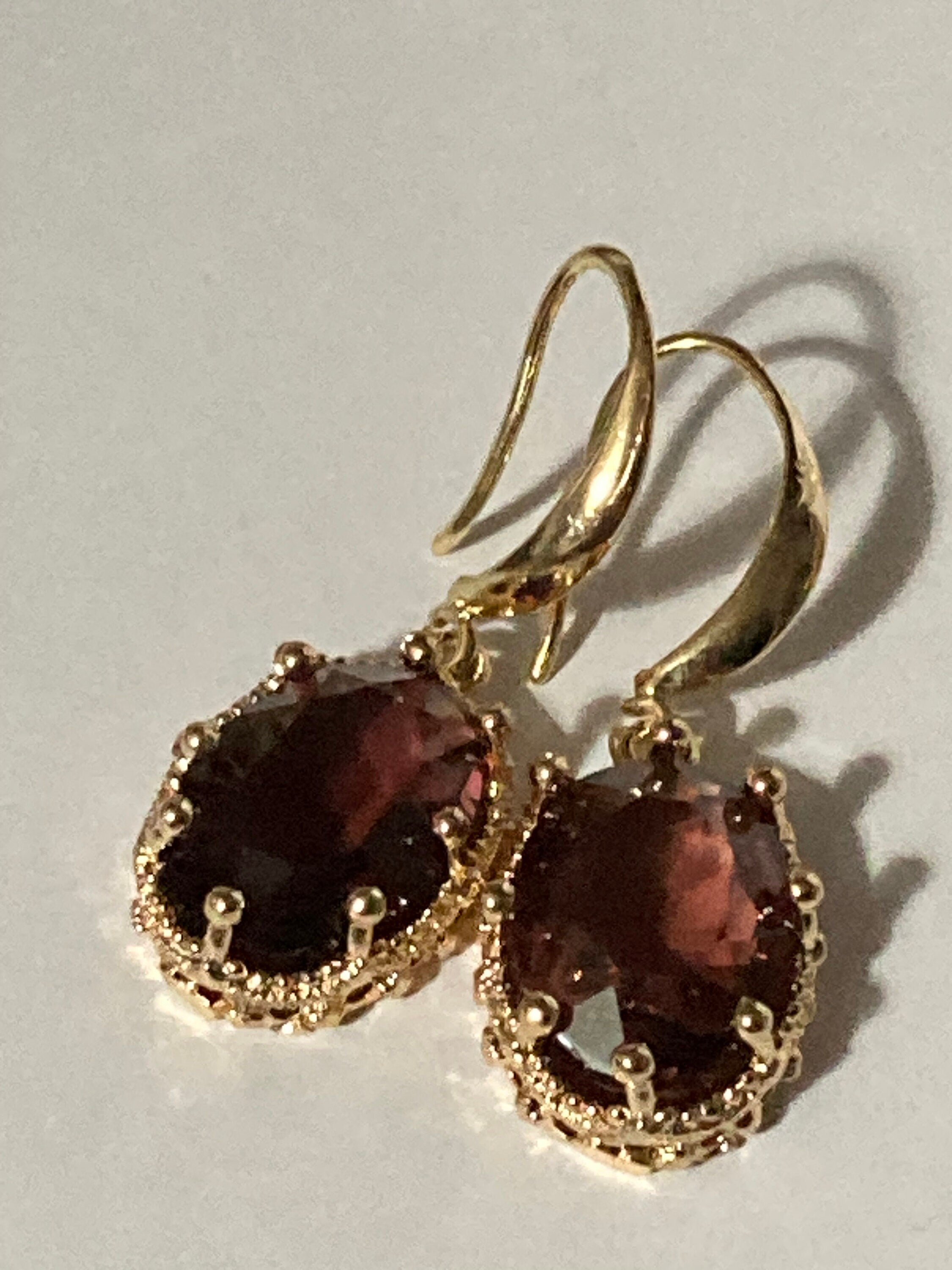 18k Gold Plated Amethyst Crystal Drop Earrings
