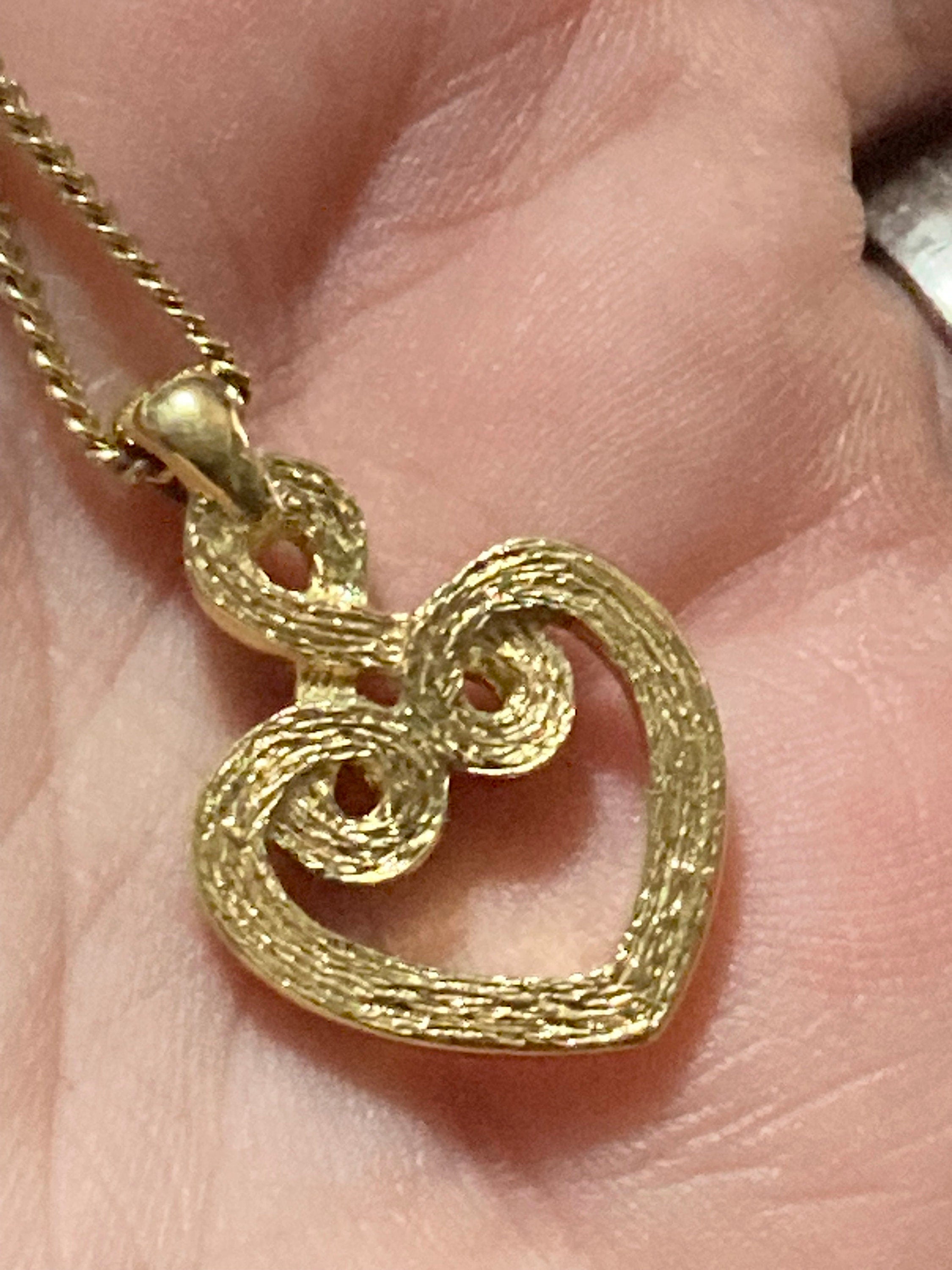 Vintage Christian Dior love heart pendant chain necklace, signed