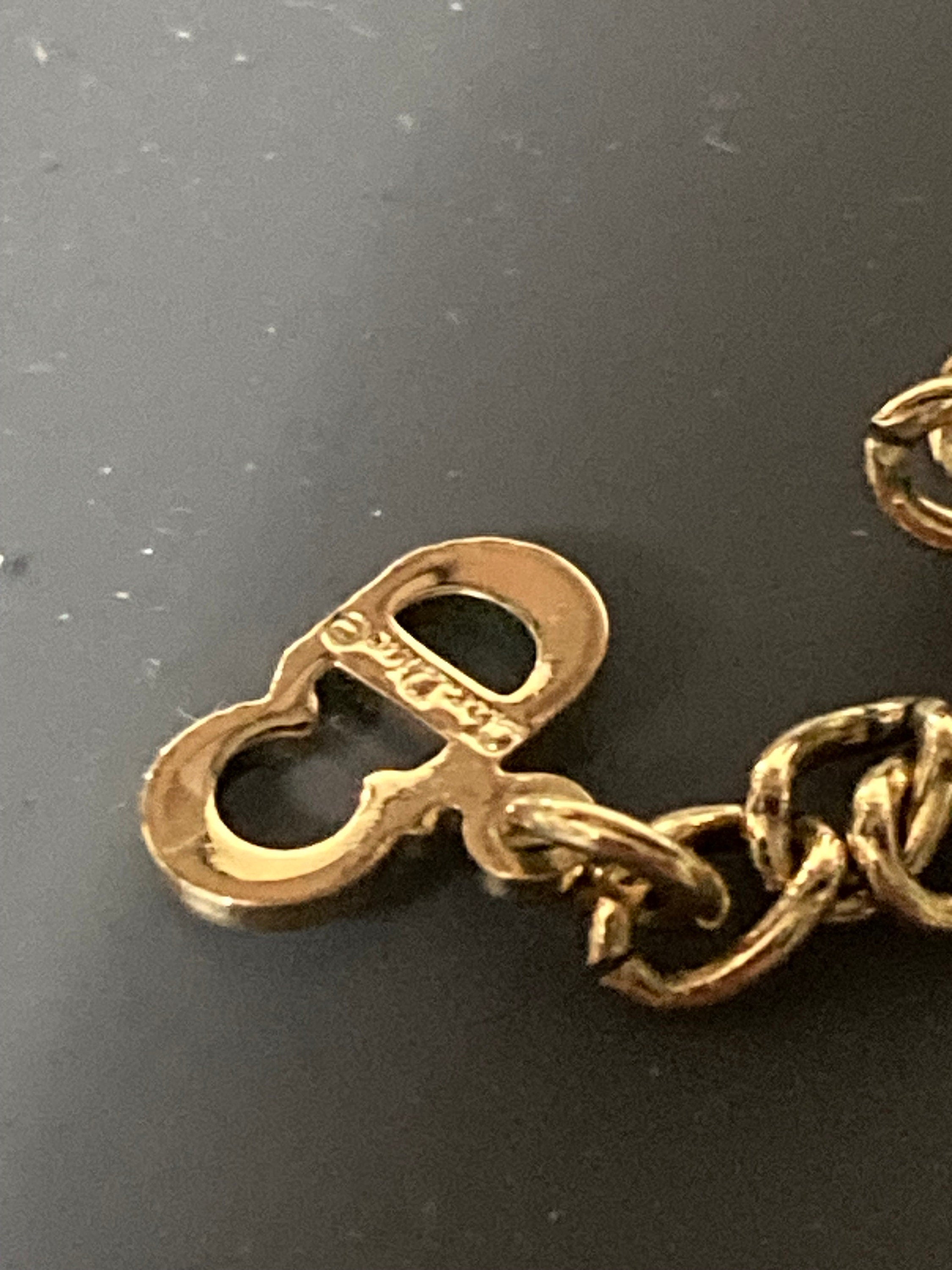 Vintage Christian Dior love heart pendant chain necklace, signed