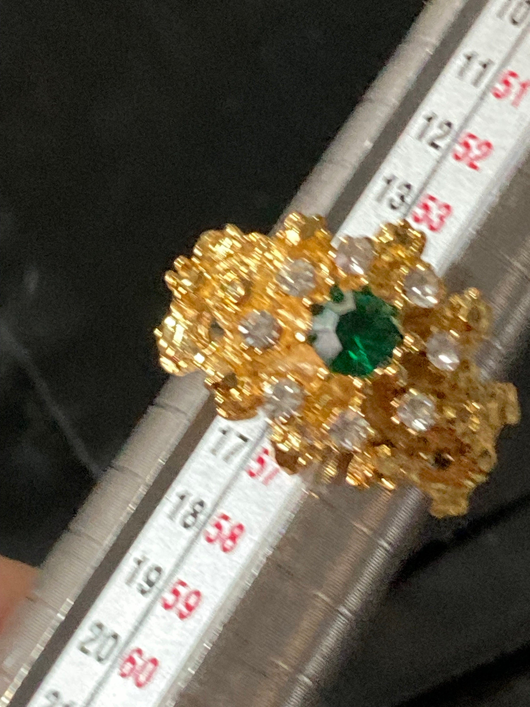 Emerald green glass diamanté vintage brutalist