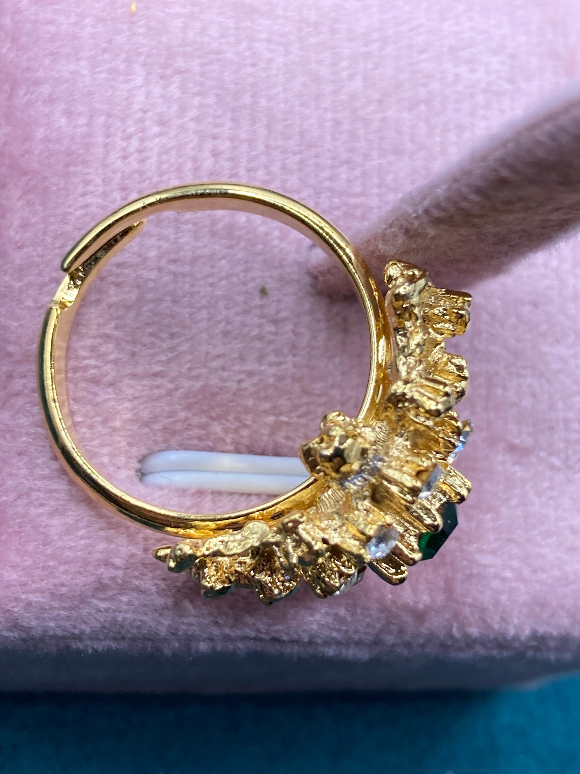 Emerald green glass diamanté vintage brutalist