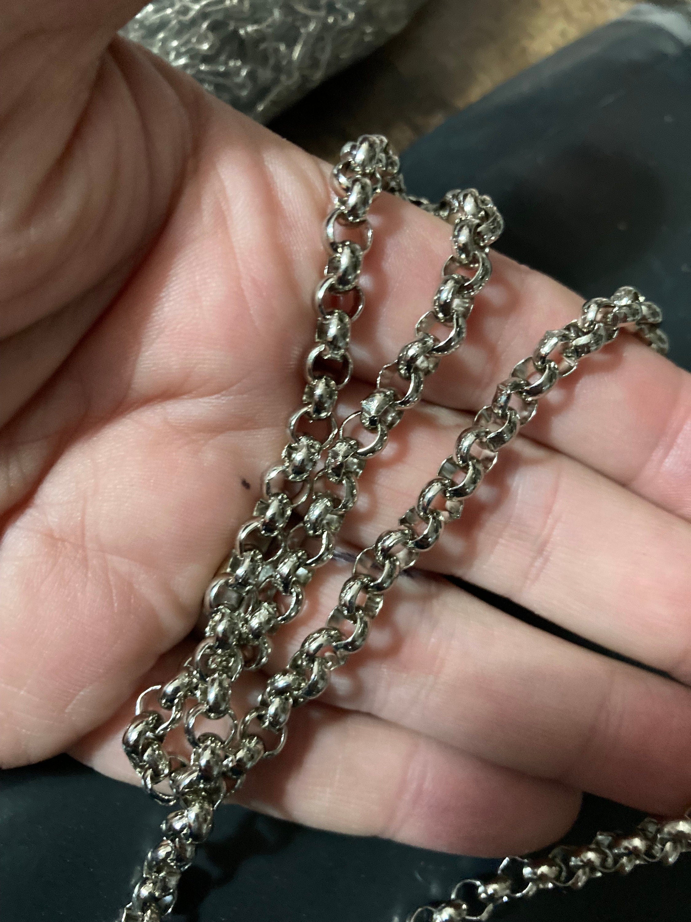 Vintage 80s Silver Plated Belcher Chain Necklace - 23.5" Long