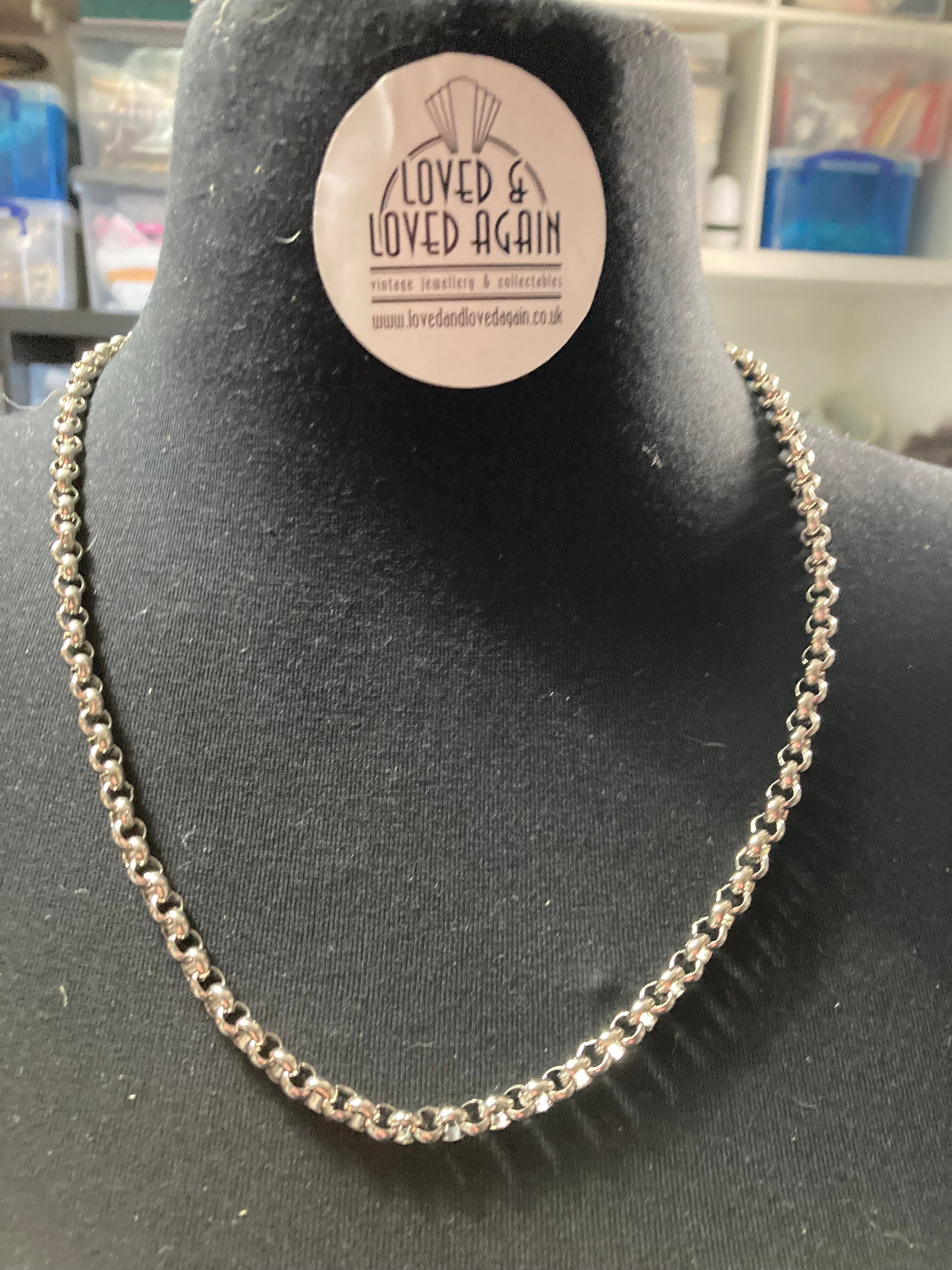 Vintage 80s Silver Plated Belcher Chain Necklace - 23.5" Long