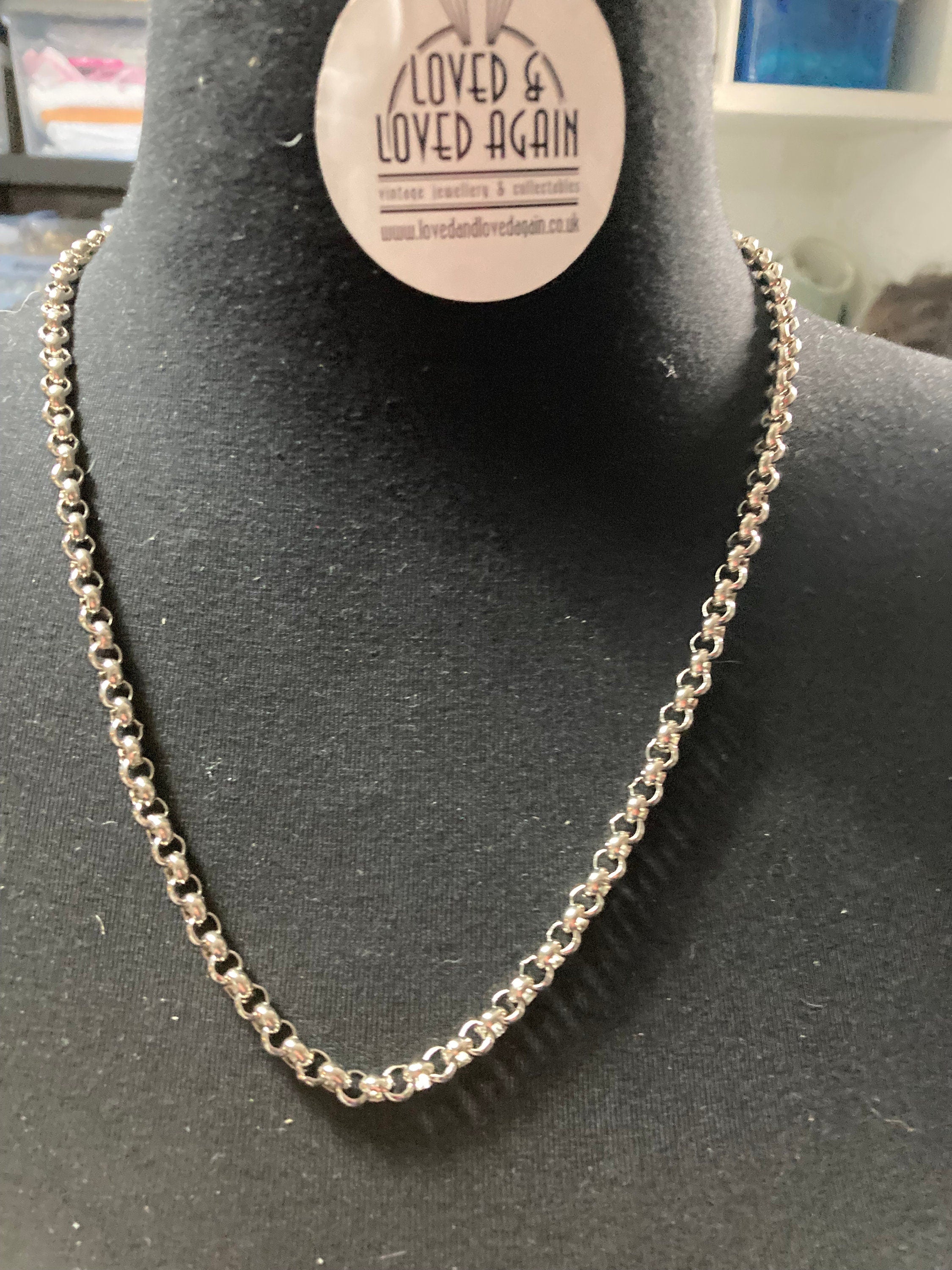 Vintage 80s Silver Plated Belcher Chain Necklace - 23.5" Long