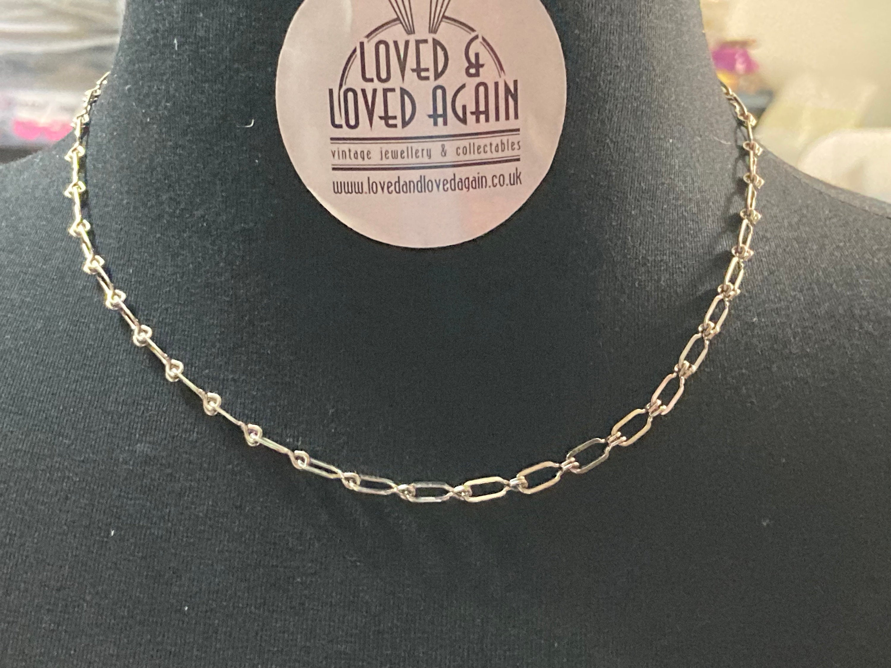 silver tone fancy link chain necklace 48cm, vintage 1980s