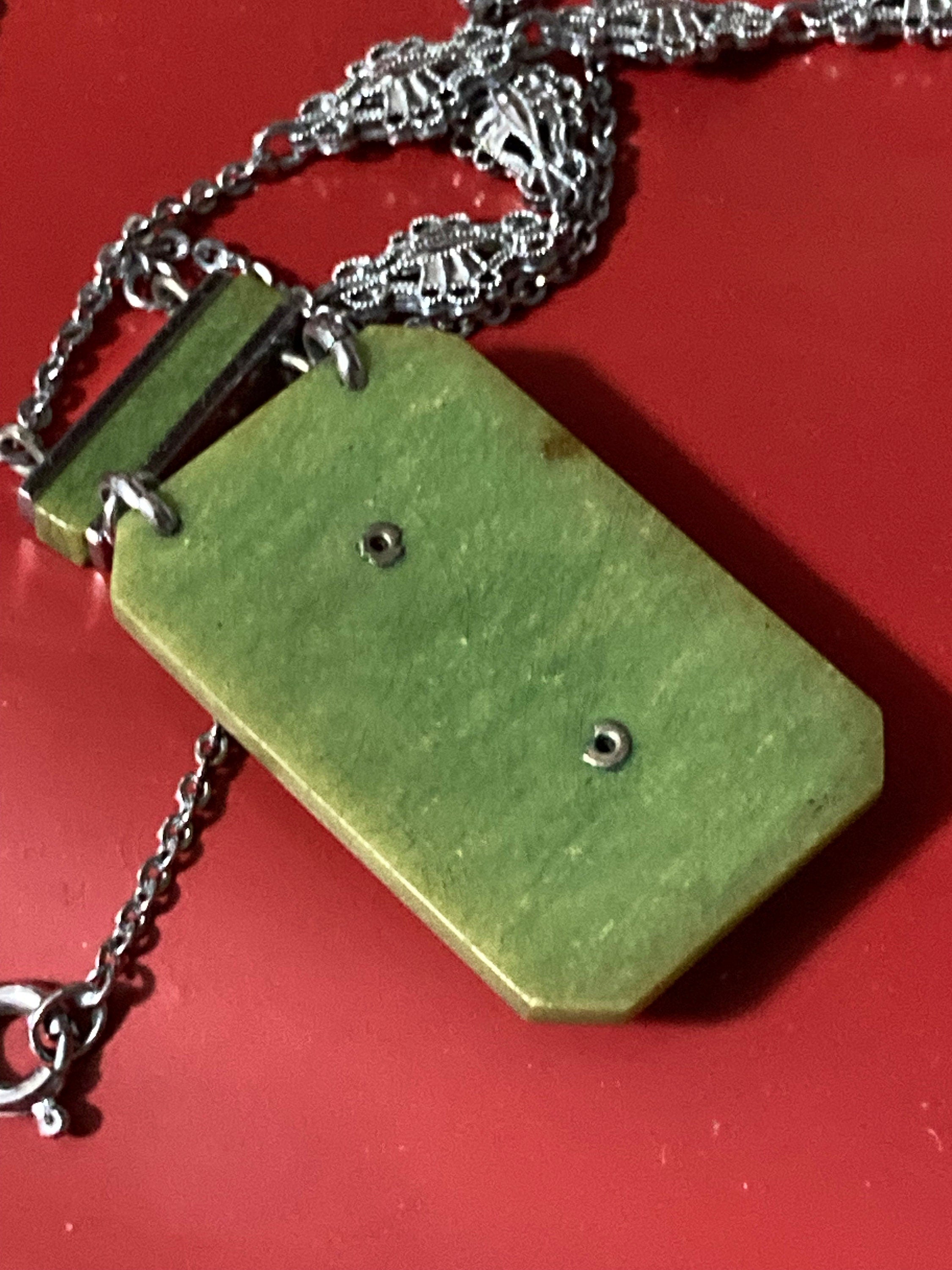 Art Deco Chrome & Galalith Necklace: 1920s Bengal Style