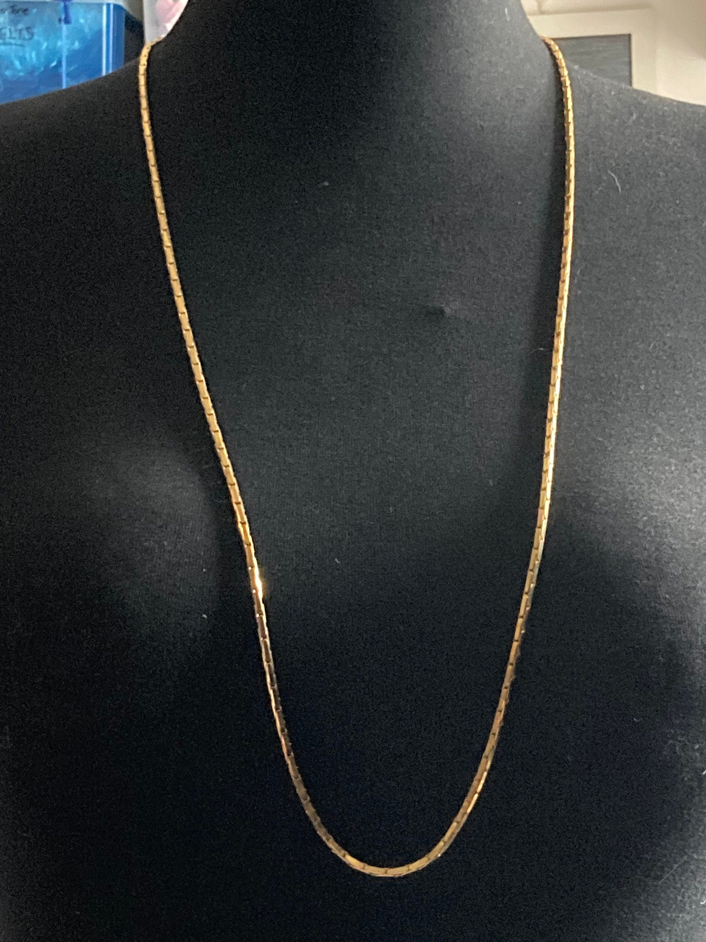 27 inch 90cm long 1980s thick gold plated articulated chain necklace for layering