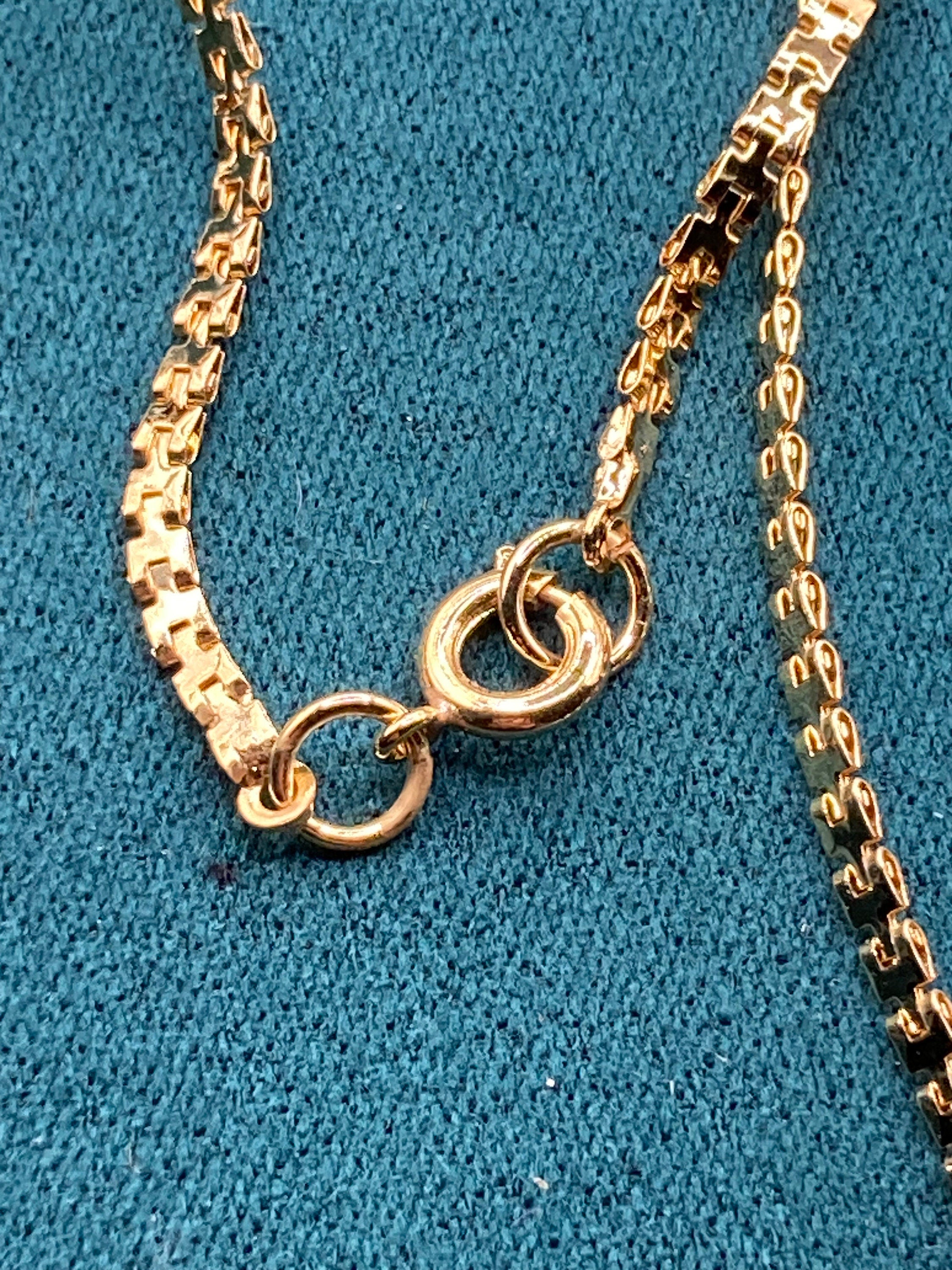 1970s Gold plated gold plated turquoise blue diamanté drop necklace vintage