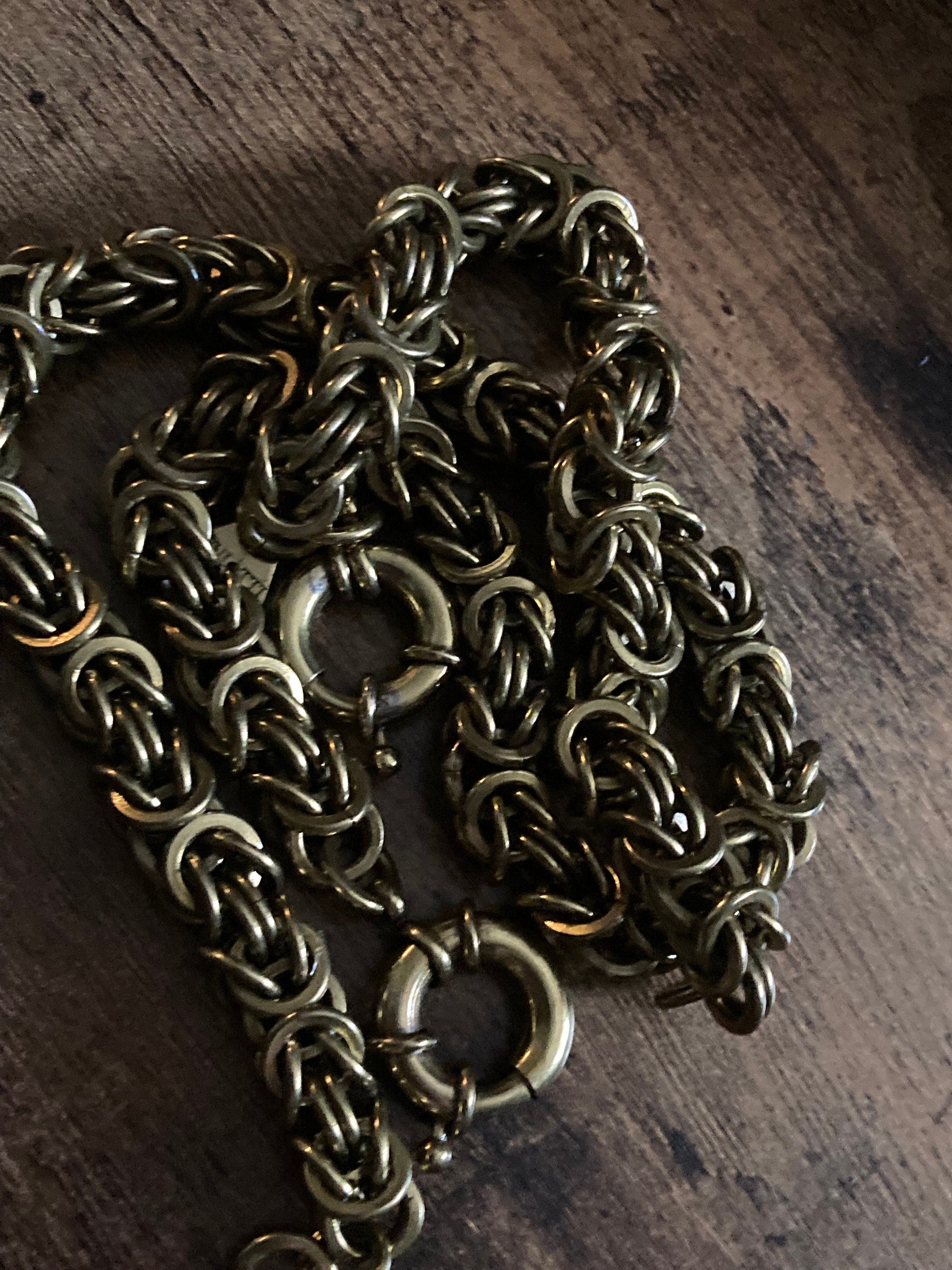 Signed BULATTI modernist designer antique gold tone thick woven necklace and bracelet jewellery set