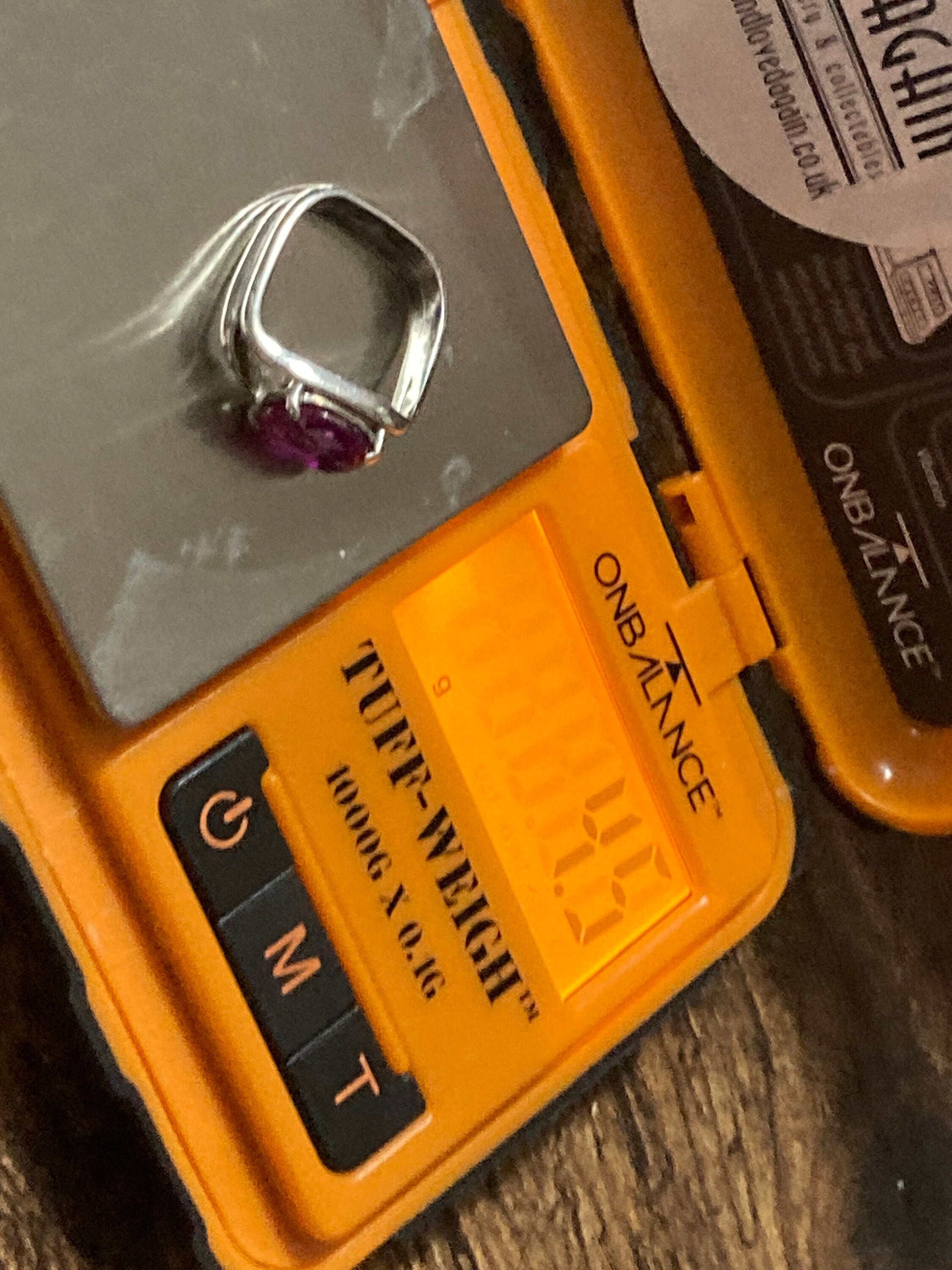 925 silver Pink Gemstone Ring - Diamanté Dress Ring Size M