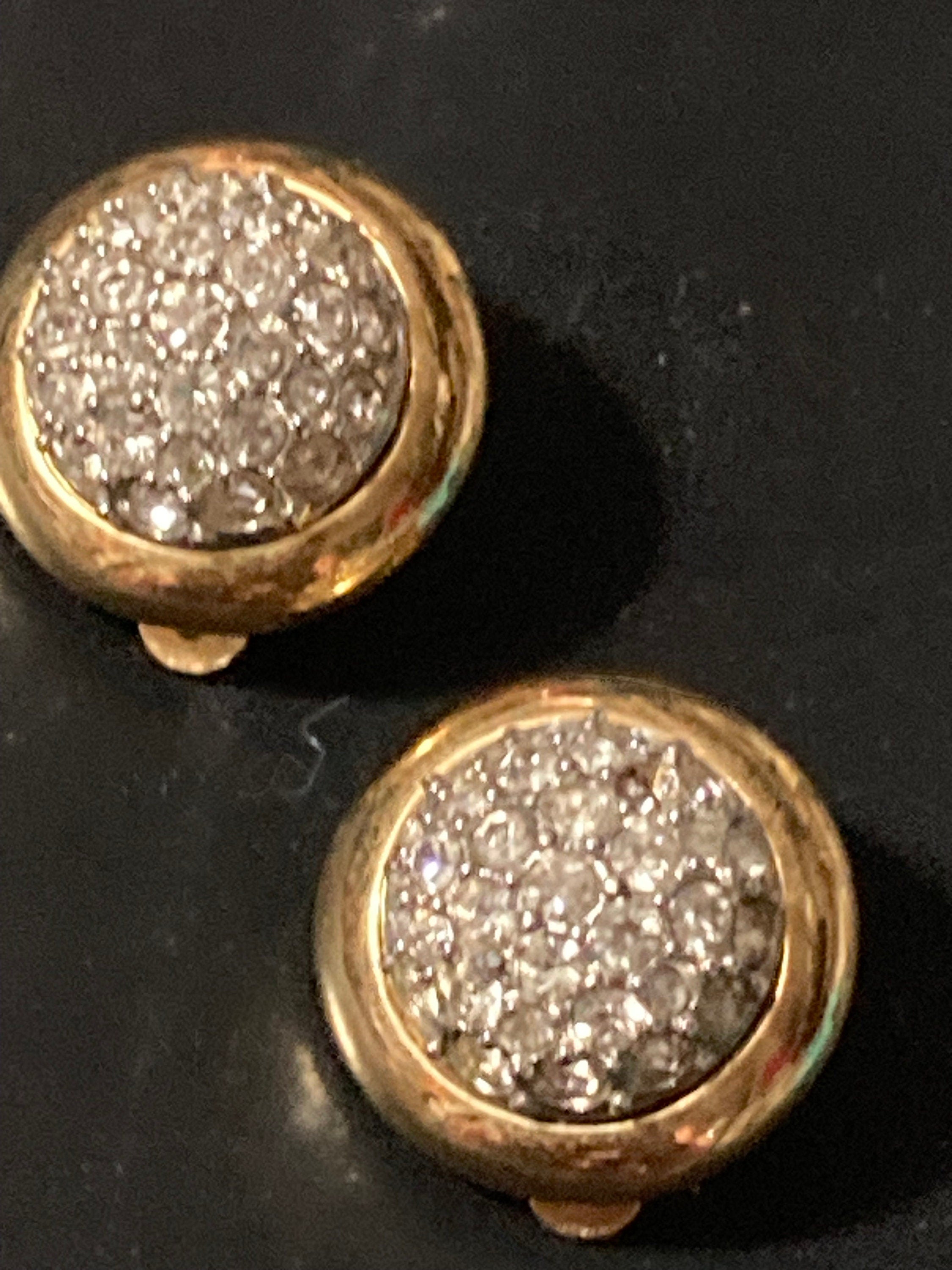 Signed d’orlan diamanté round clip on earrings