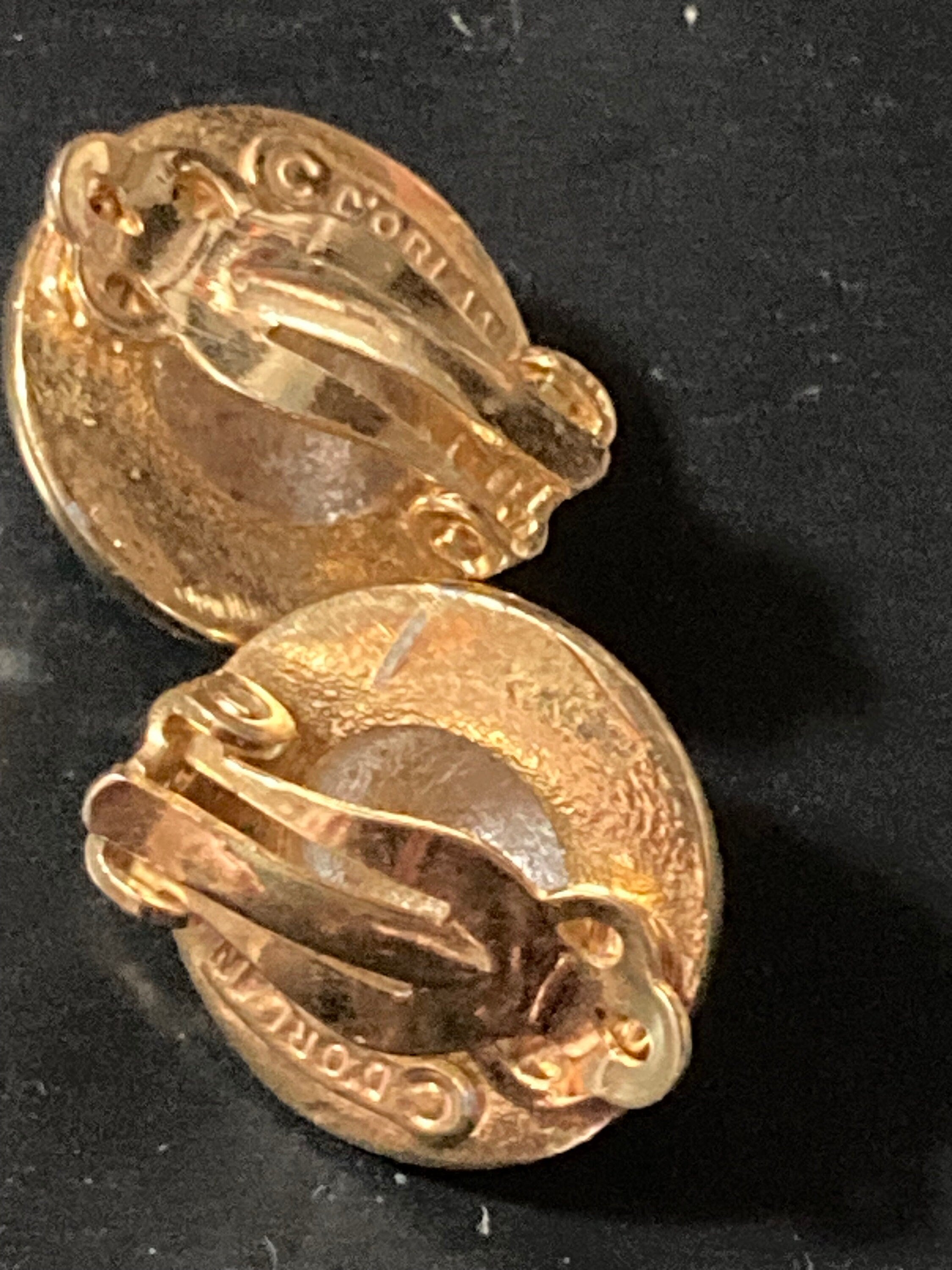 Signed d’orlan diamanté round clip on earrings