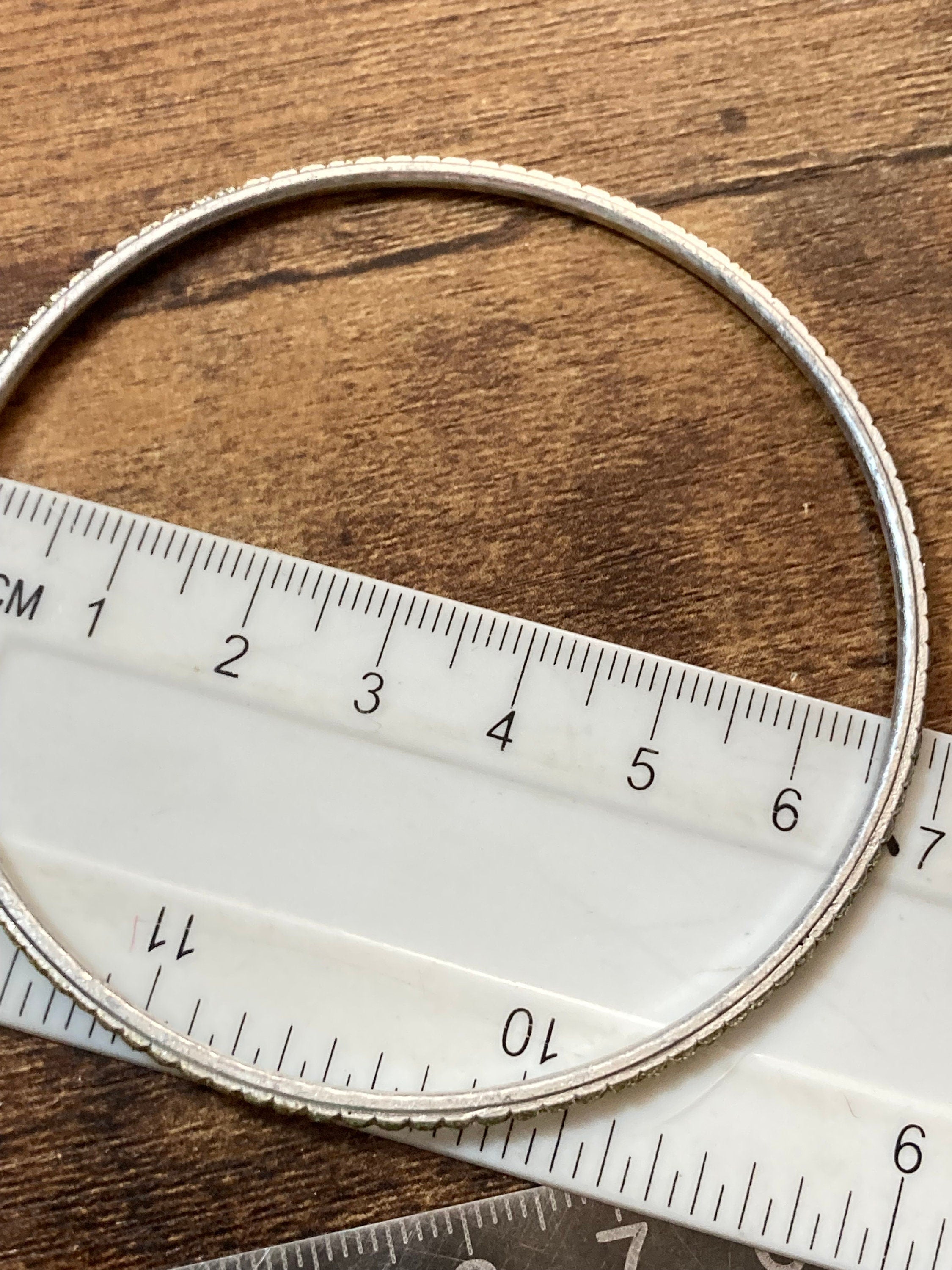 Vintage Silver & Green Stacking Bangles: Boho Hippy Bracelet Set