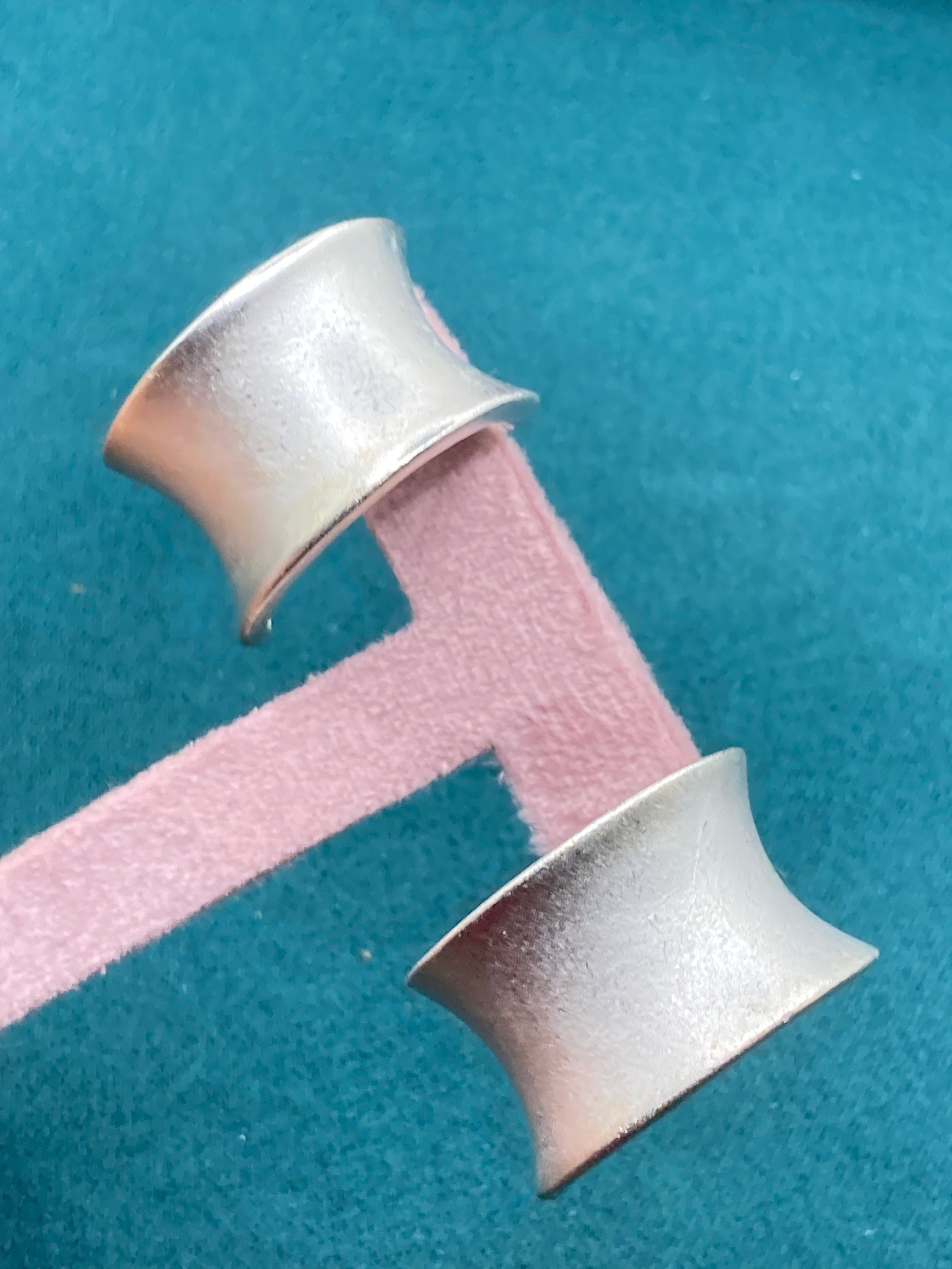True vintage pristine Matt Silver plated 3cm half hoop clip on earrings genuine period old shop stock