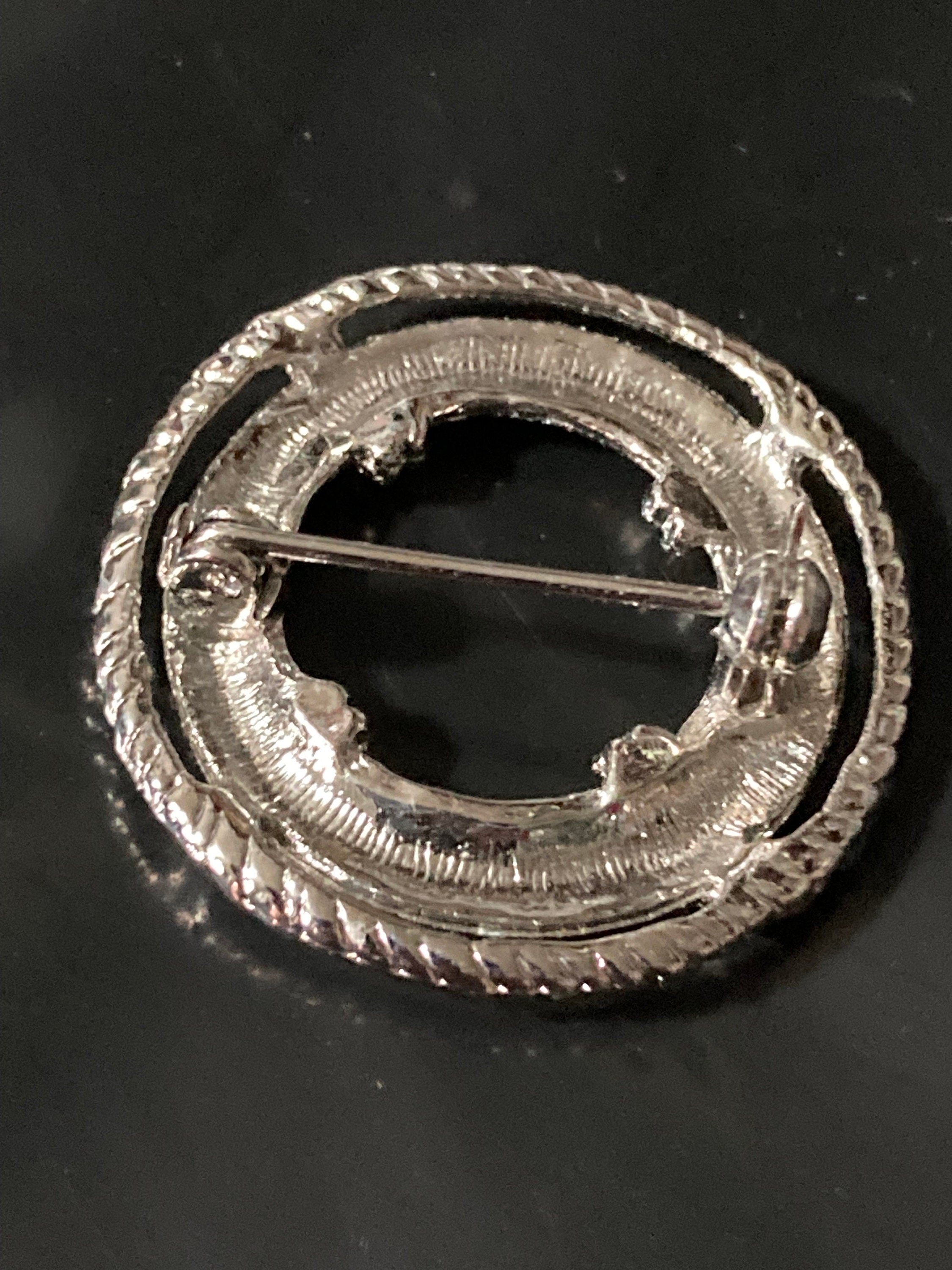 vintage 80s small silver nautical life bouy ring brooch for a blazer 3.5cm