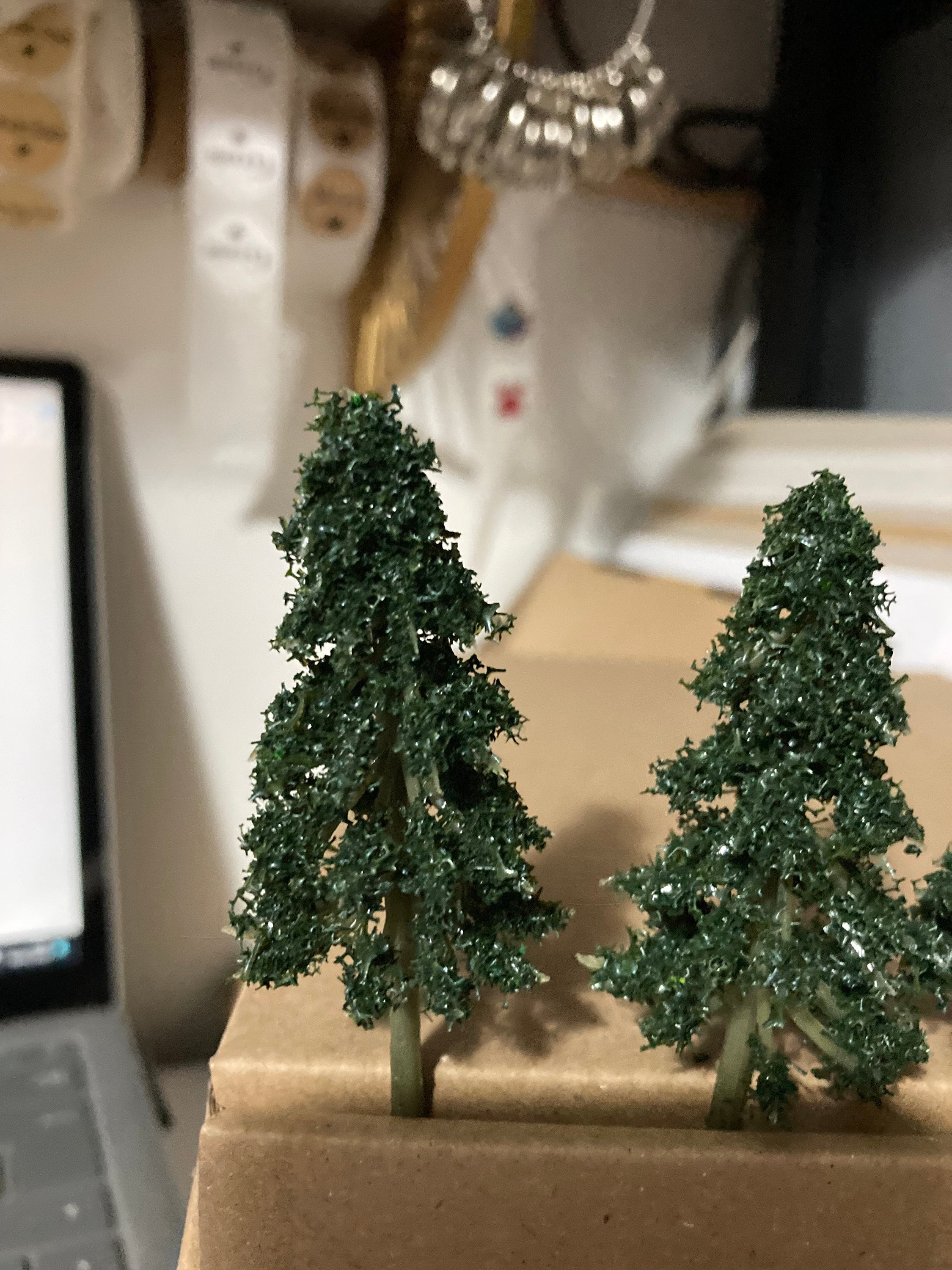 Miniature Fir Trees (5 Pieces): 7cm Dark Green Cake Toppers
