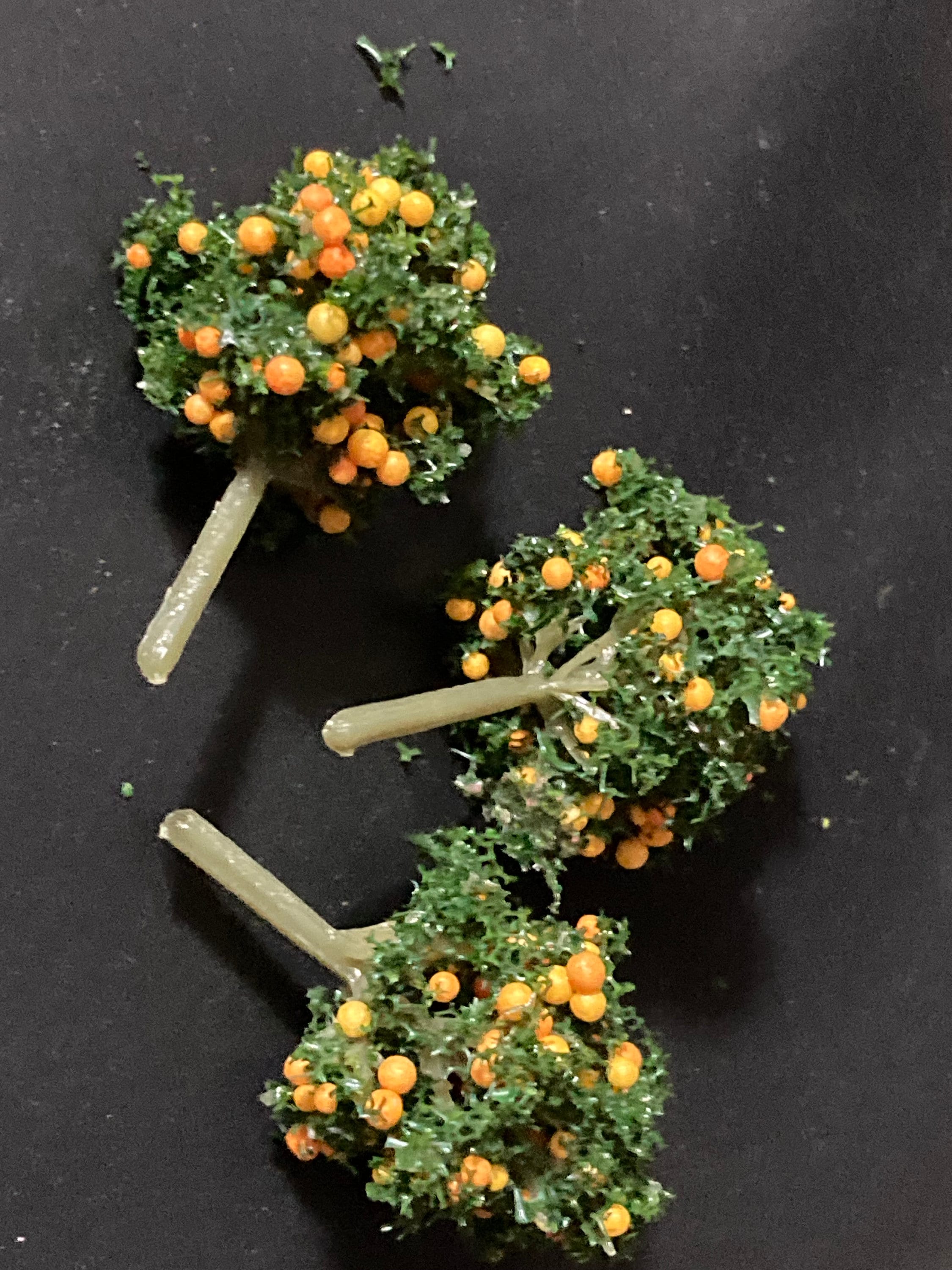 3 x 4cm miniature green orange fruit tree cake toppers micro landscape scenery woodland