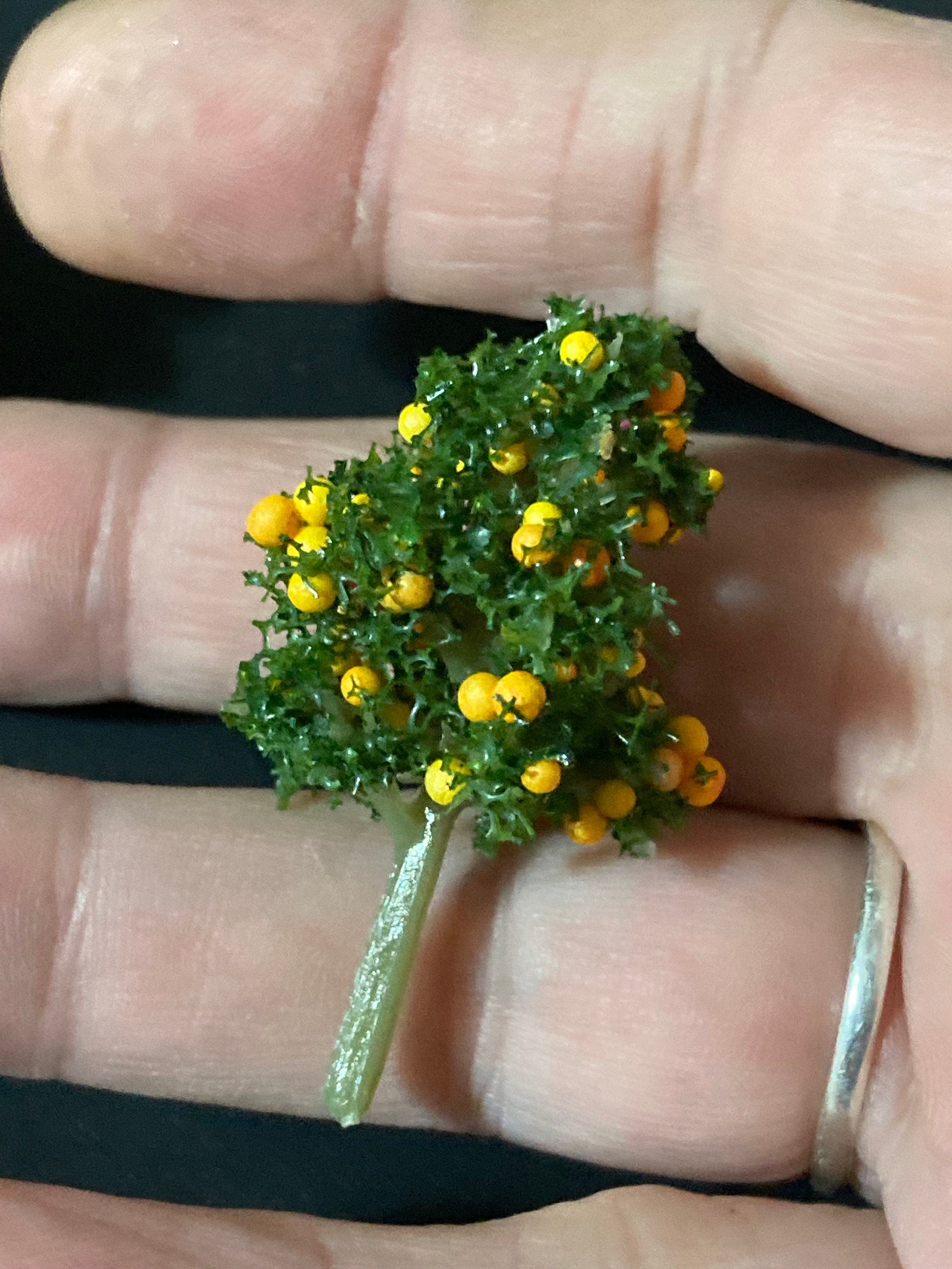 3 x 4cm miniature green orange fruit tree cake toppers micro landscape scenery woodland