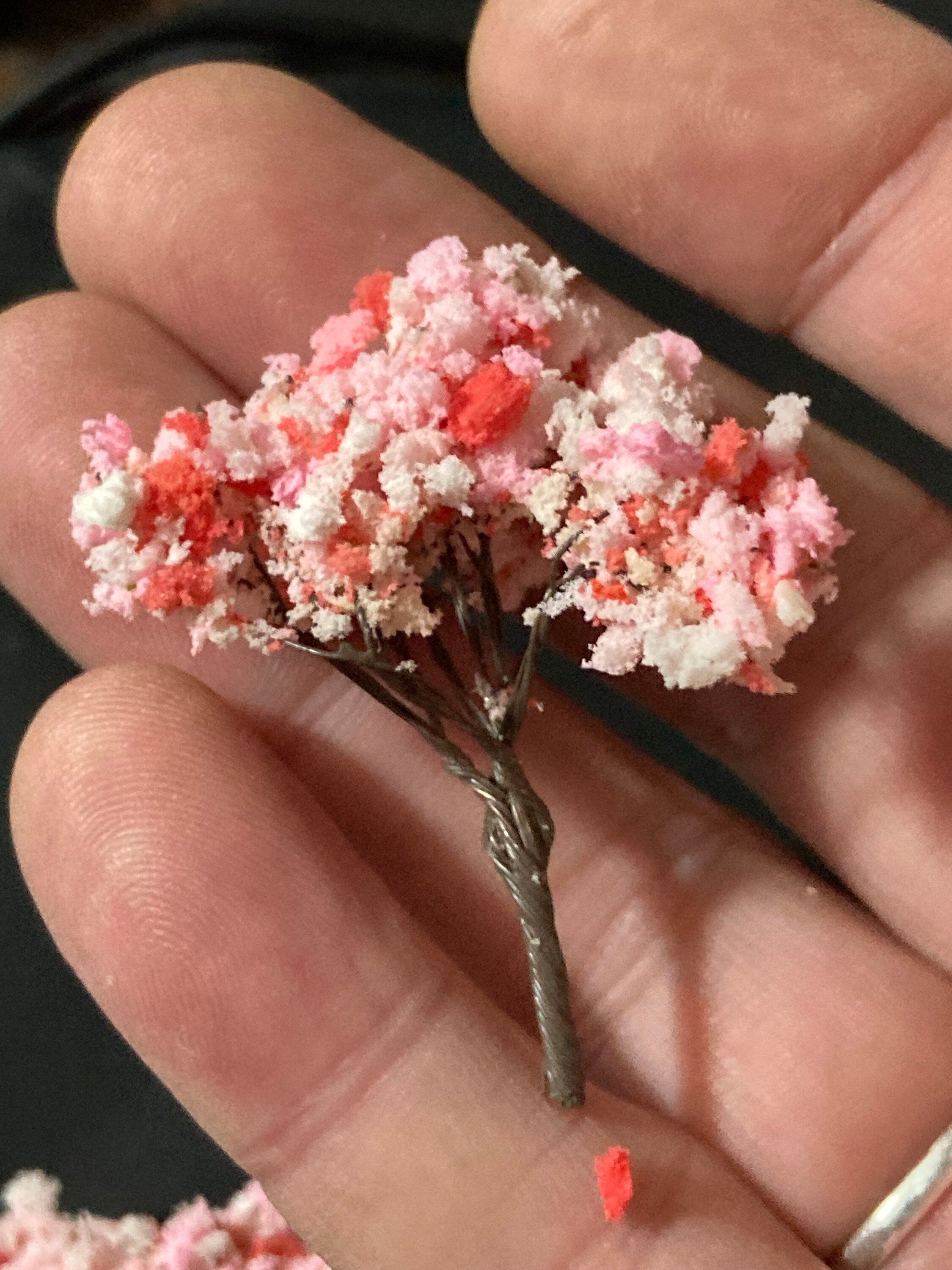 3 pieces 4cm light pink miniature Japanese blossom tree cake toppers micro landscape scenery woodland