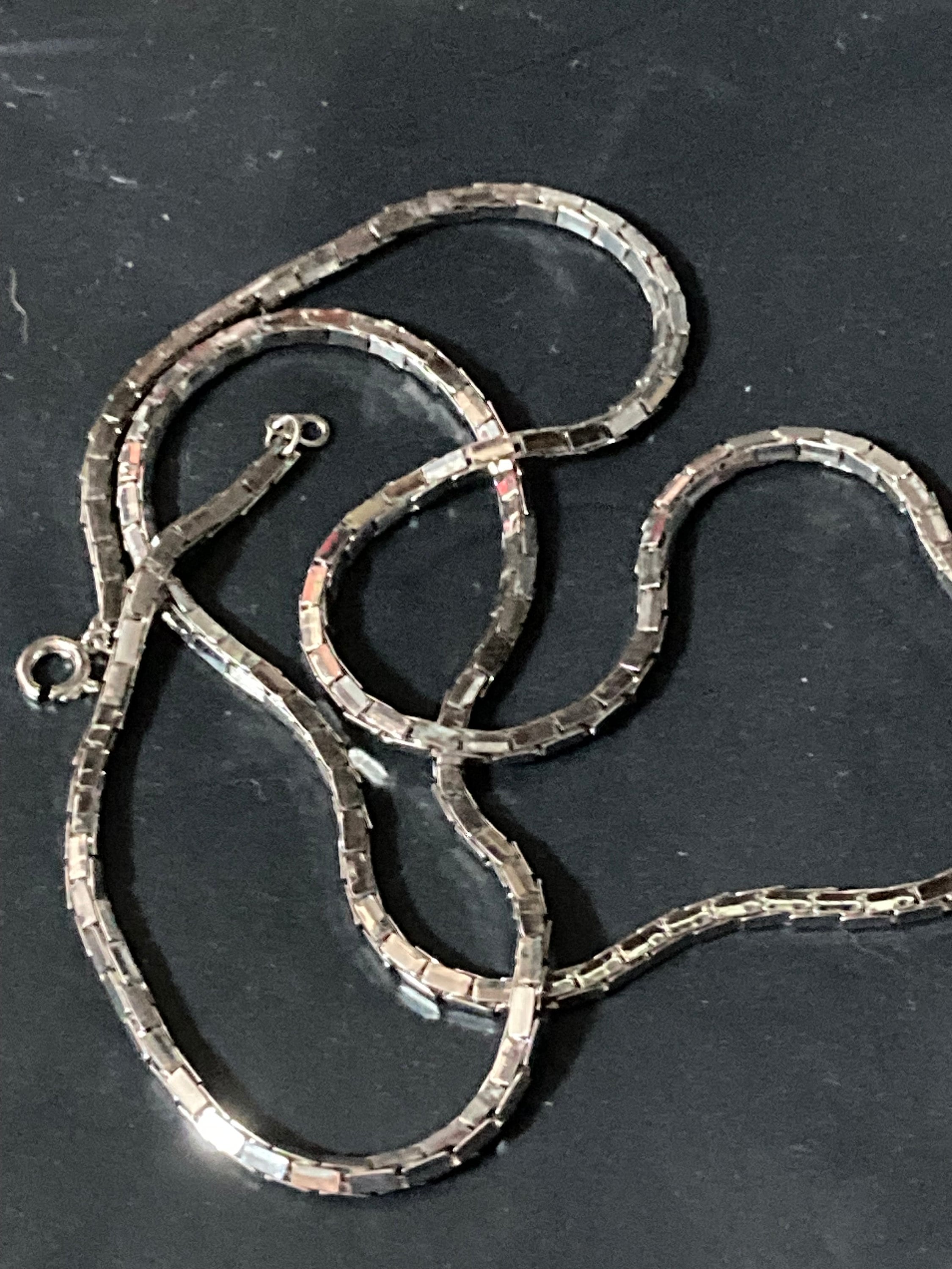 21” 69cm long chain necklace, vintage 80s silver plated