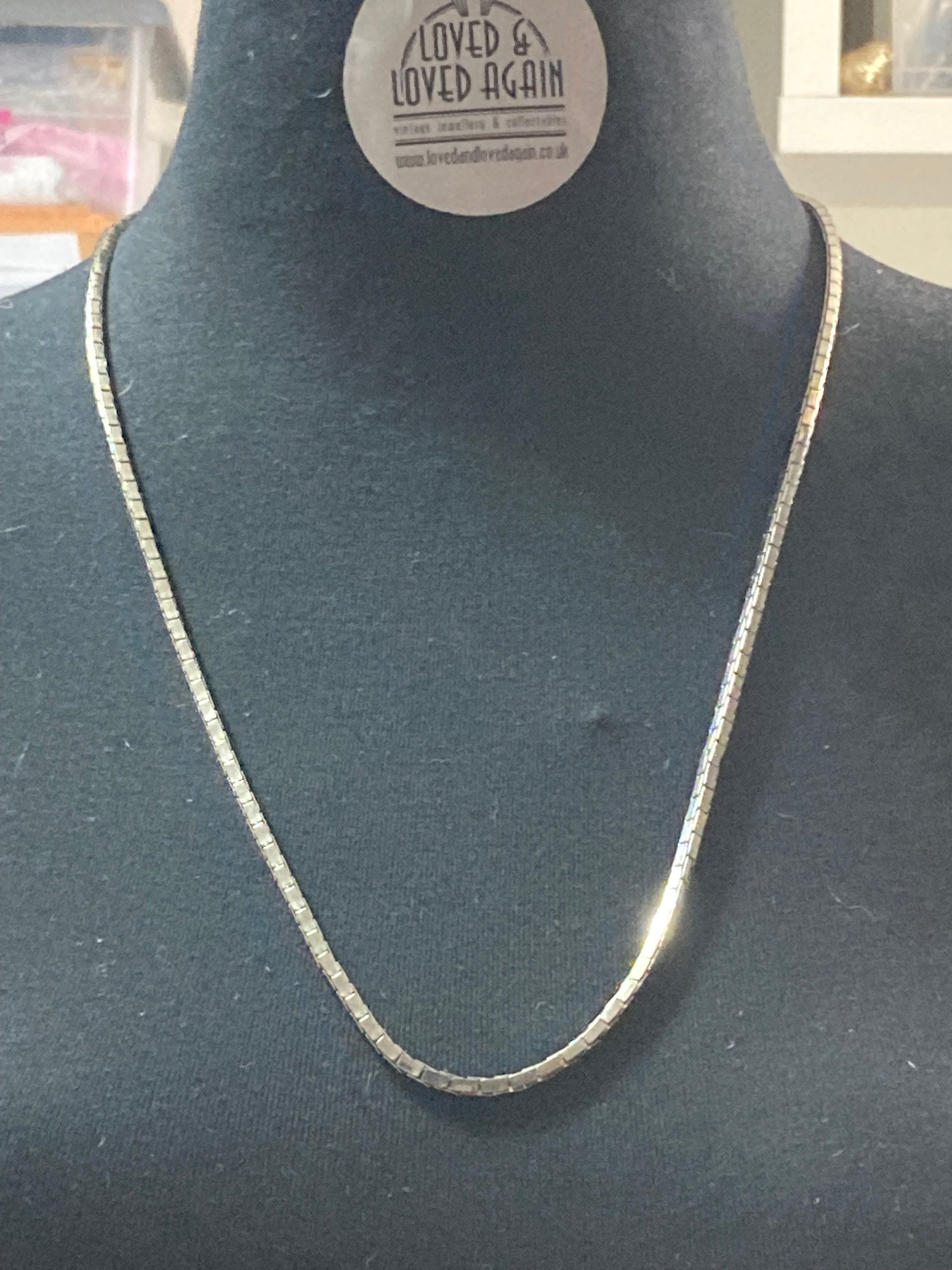 21” 69cm long chain necklace, vintage 80s silver plated