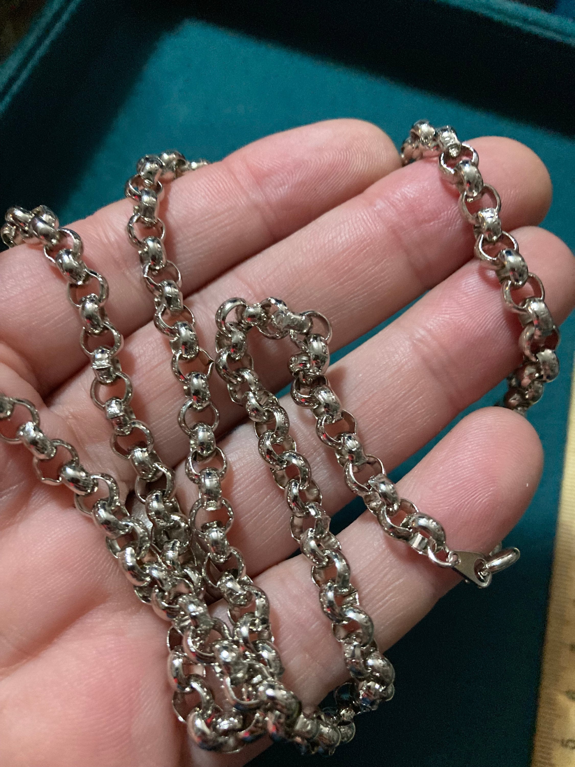 Vintage 80s Silver Plated Belcher Chain Necklace - 23.5" Long
