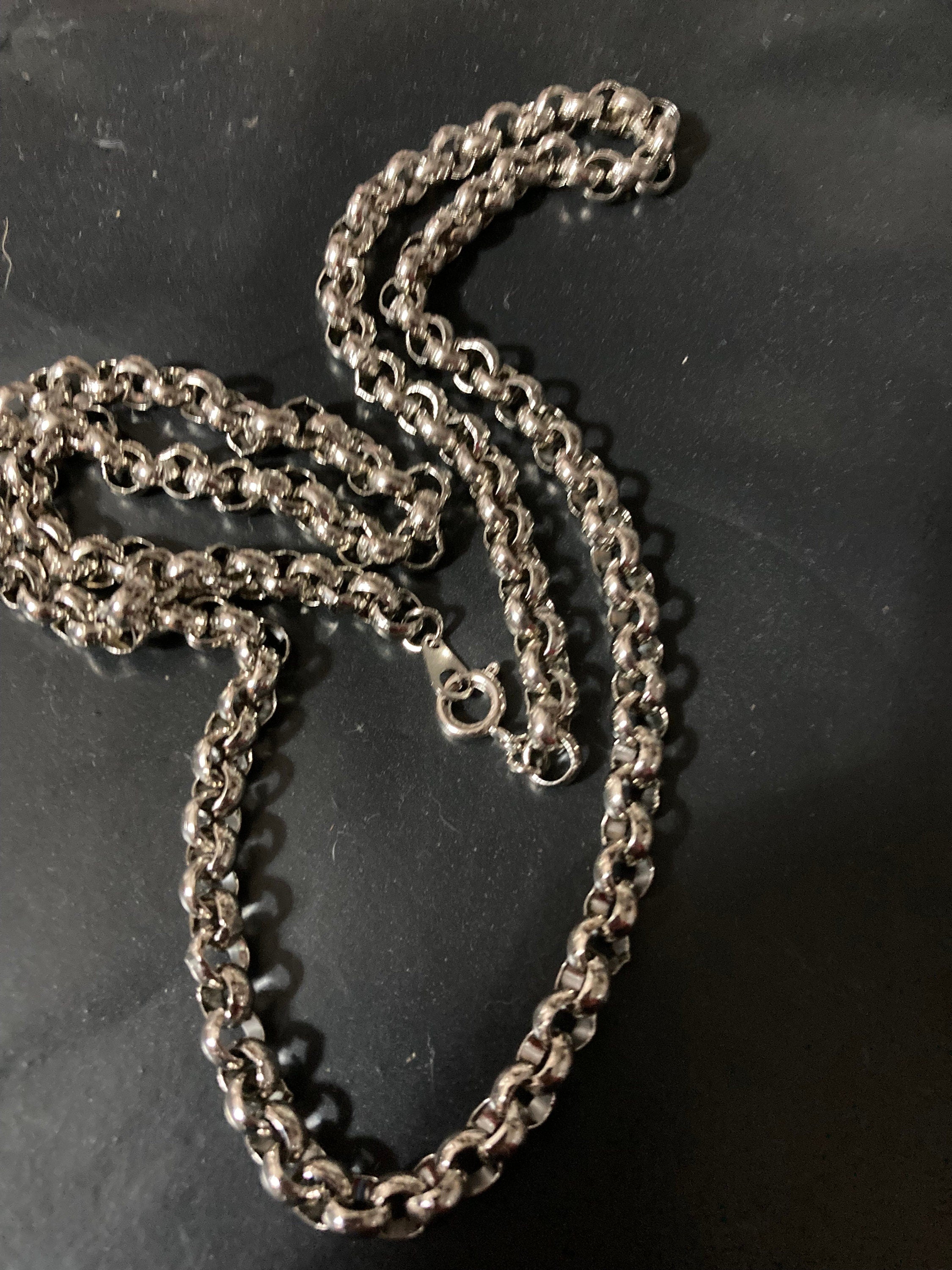 Vintage 80s Silver Plated Belcher Chain Necklace - 23.5" Long