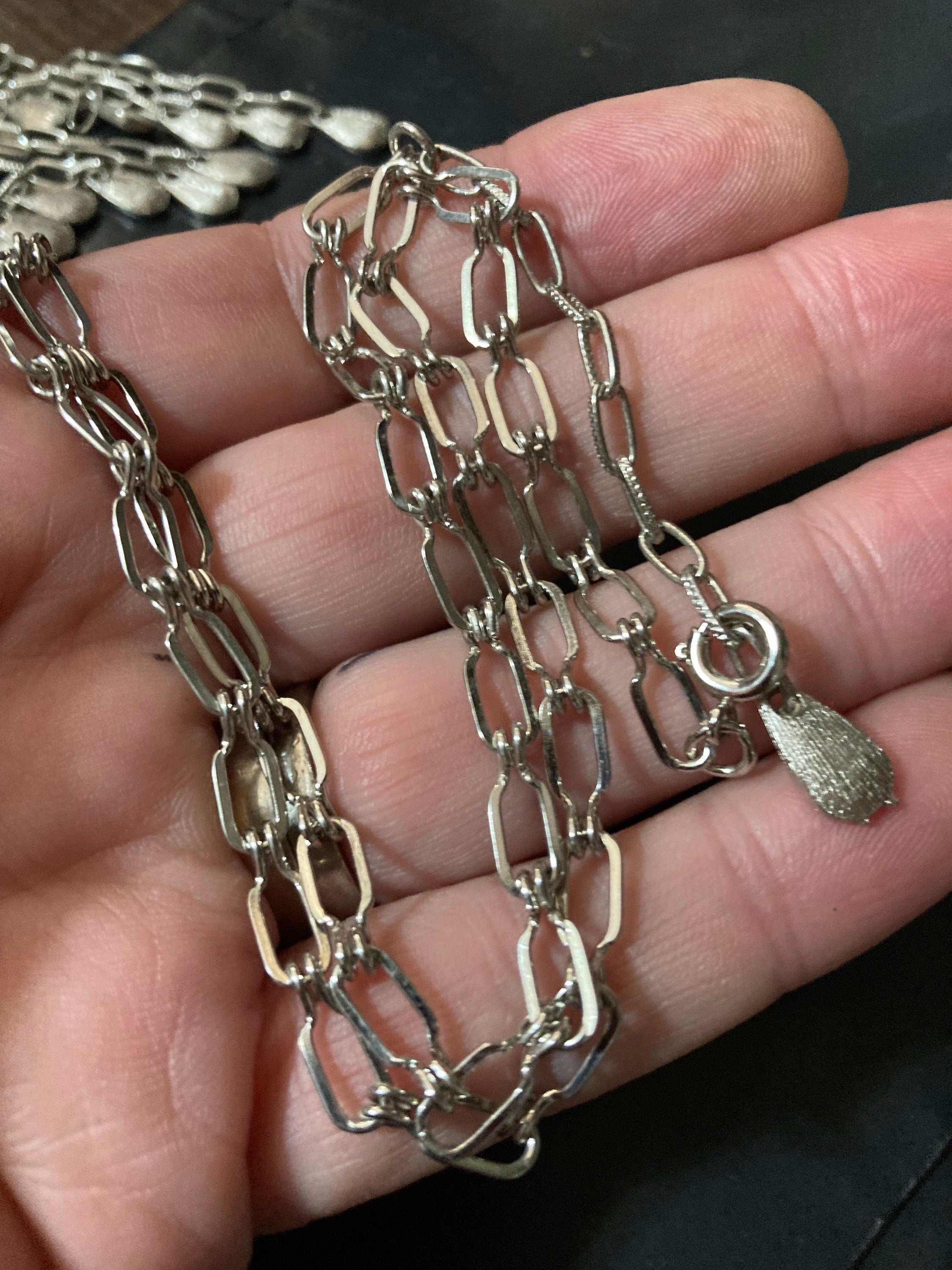 silver tone fancy link chain necklace 48cm, vintage 1980s