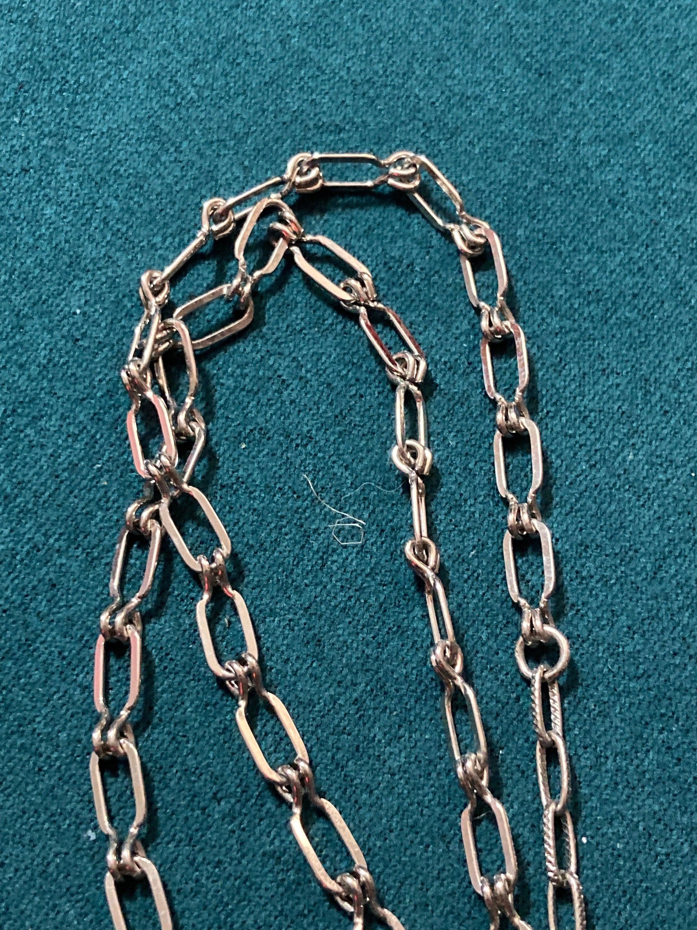 silver tone fancy link chain necklace 48cm, vintage 1980s