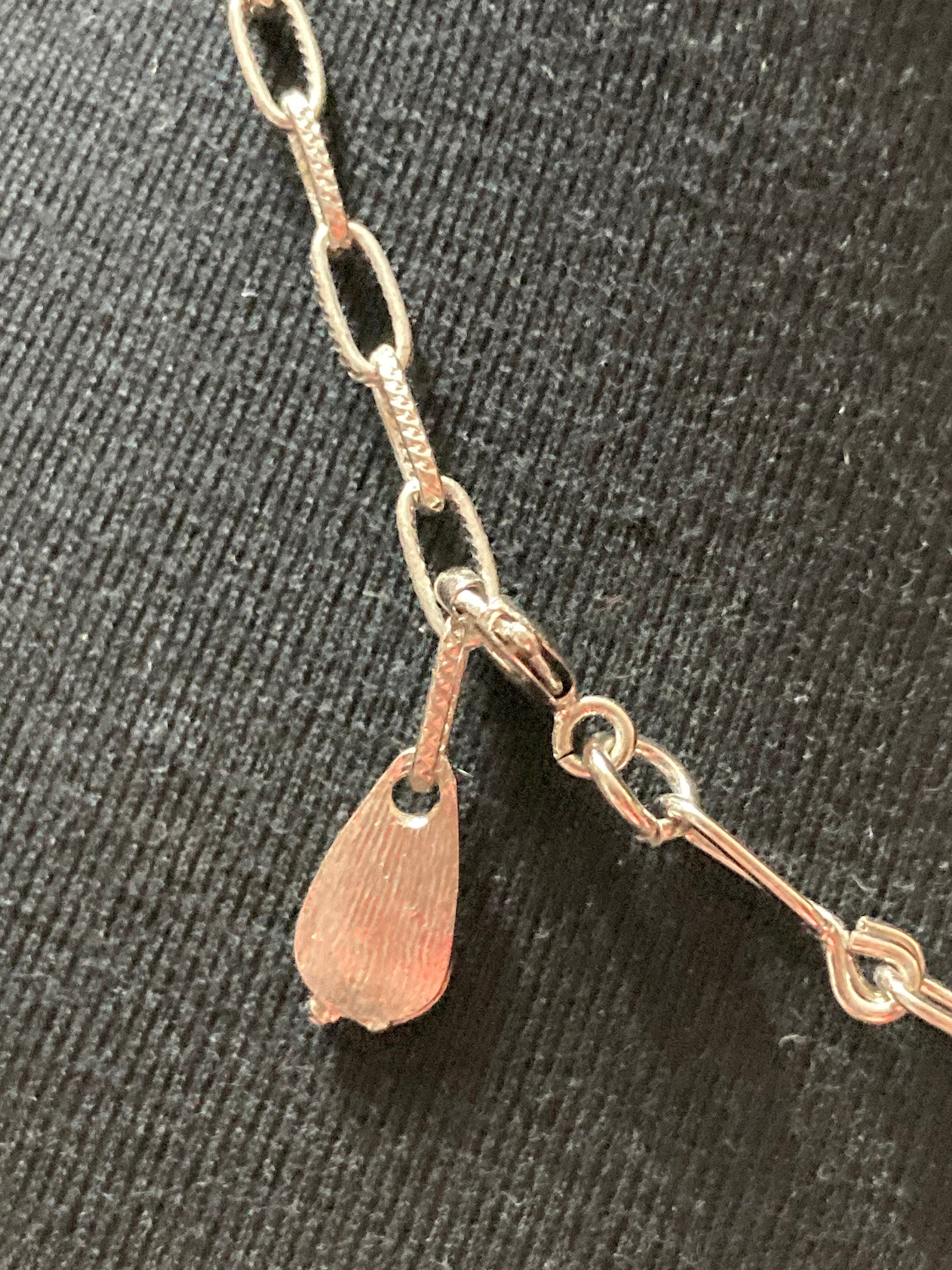 silver tone fancy link chain necklace 48cm, vintage 1980s