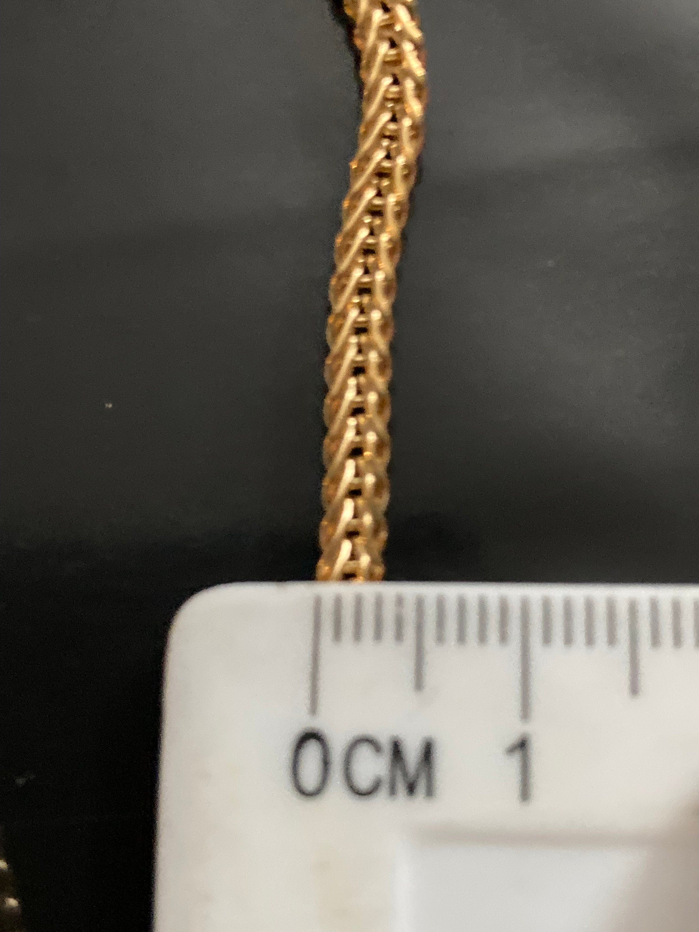 23.5” 78cm long 1980s thick gold plated woven wheat necklace
