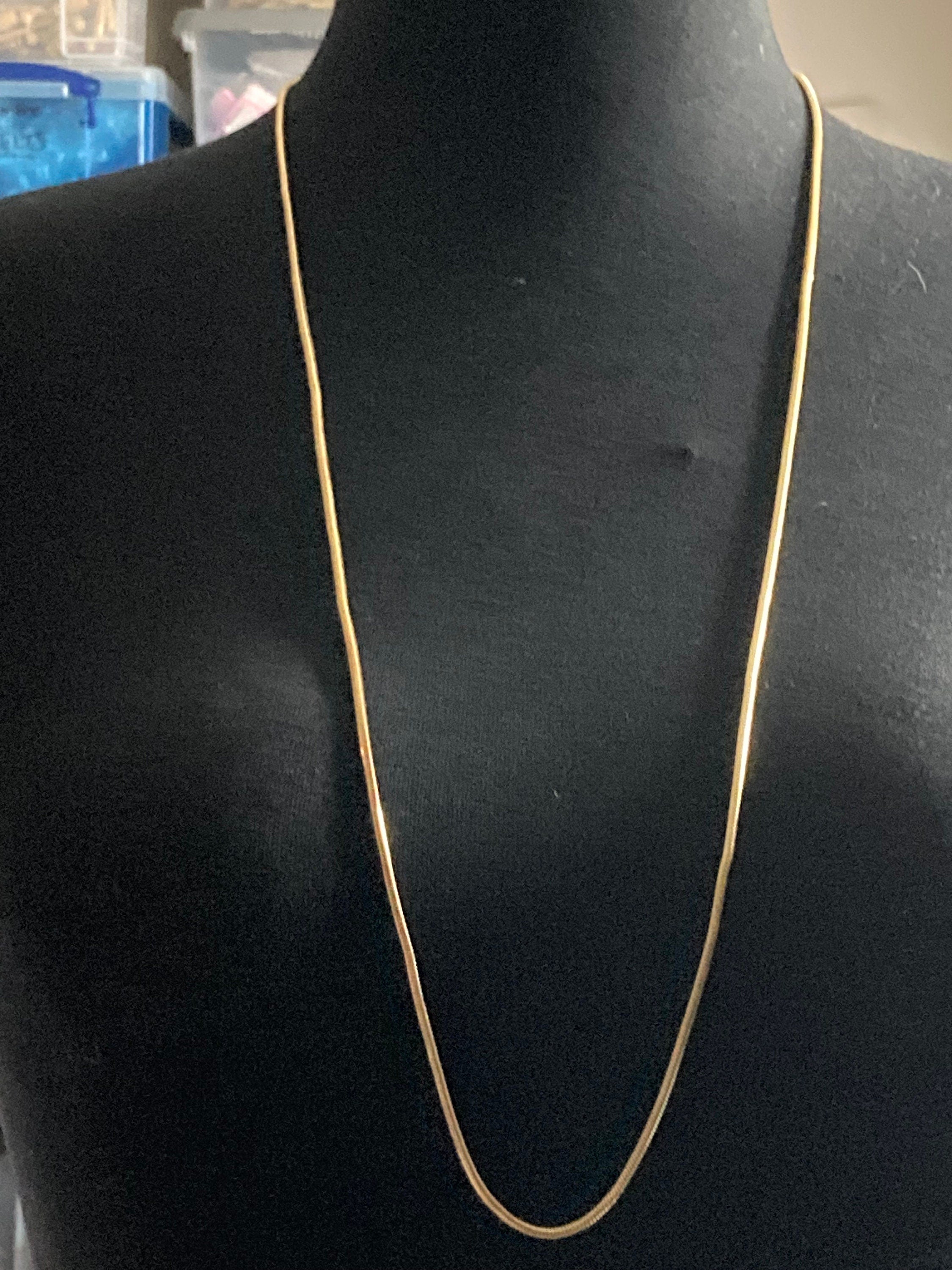 27 inch 90cm long 1980s thick gold plated round snake chain necklace