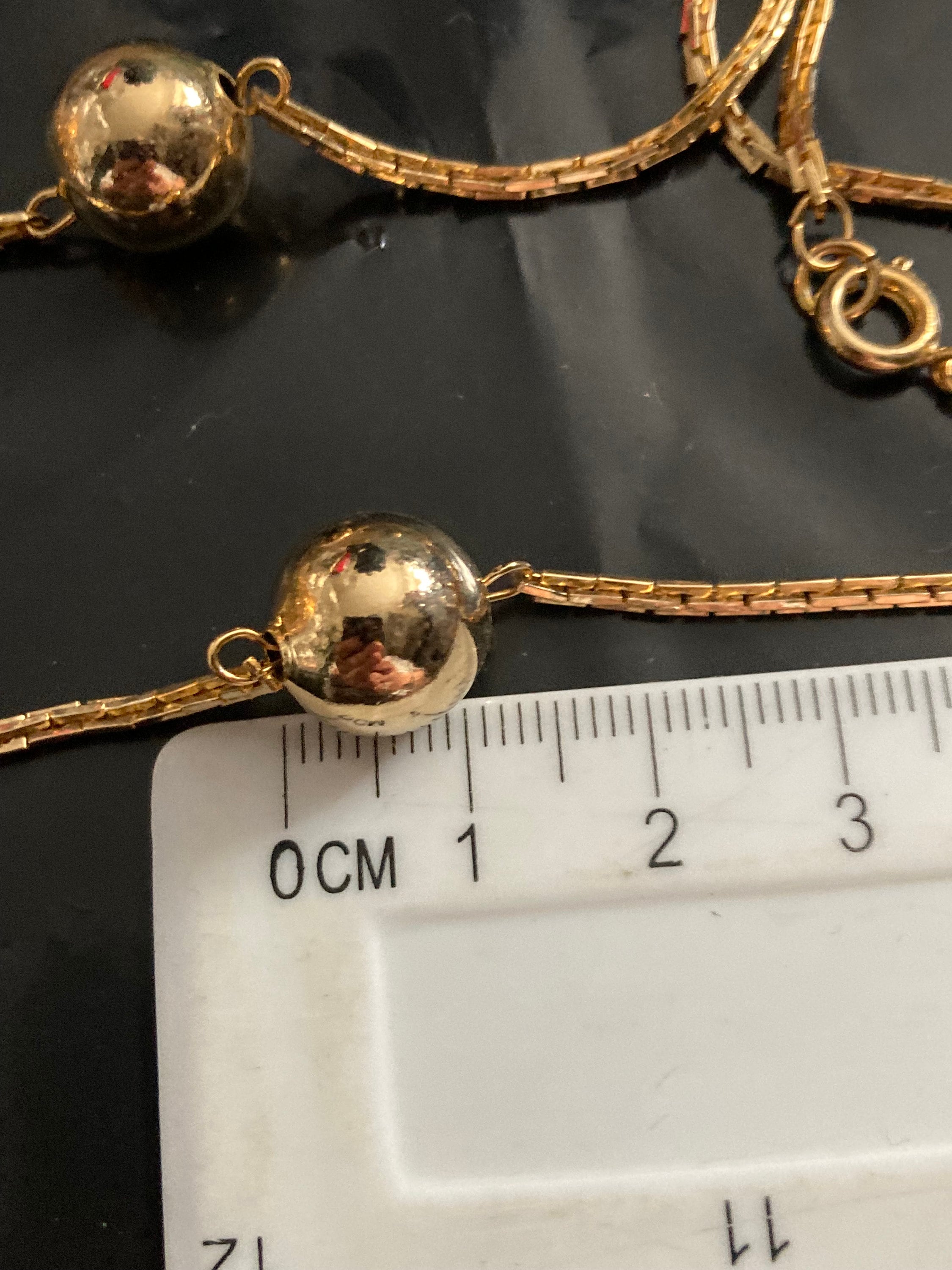 24” 80cm long 1980s thick gold plated ball station link chain necklace