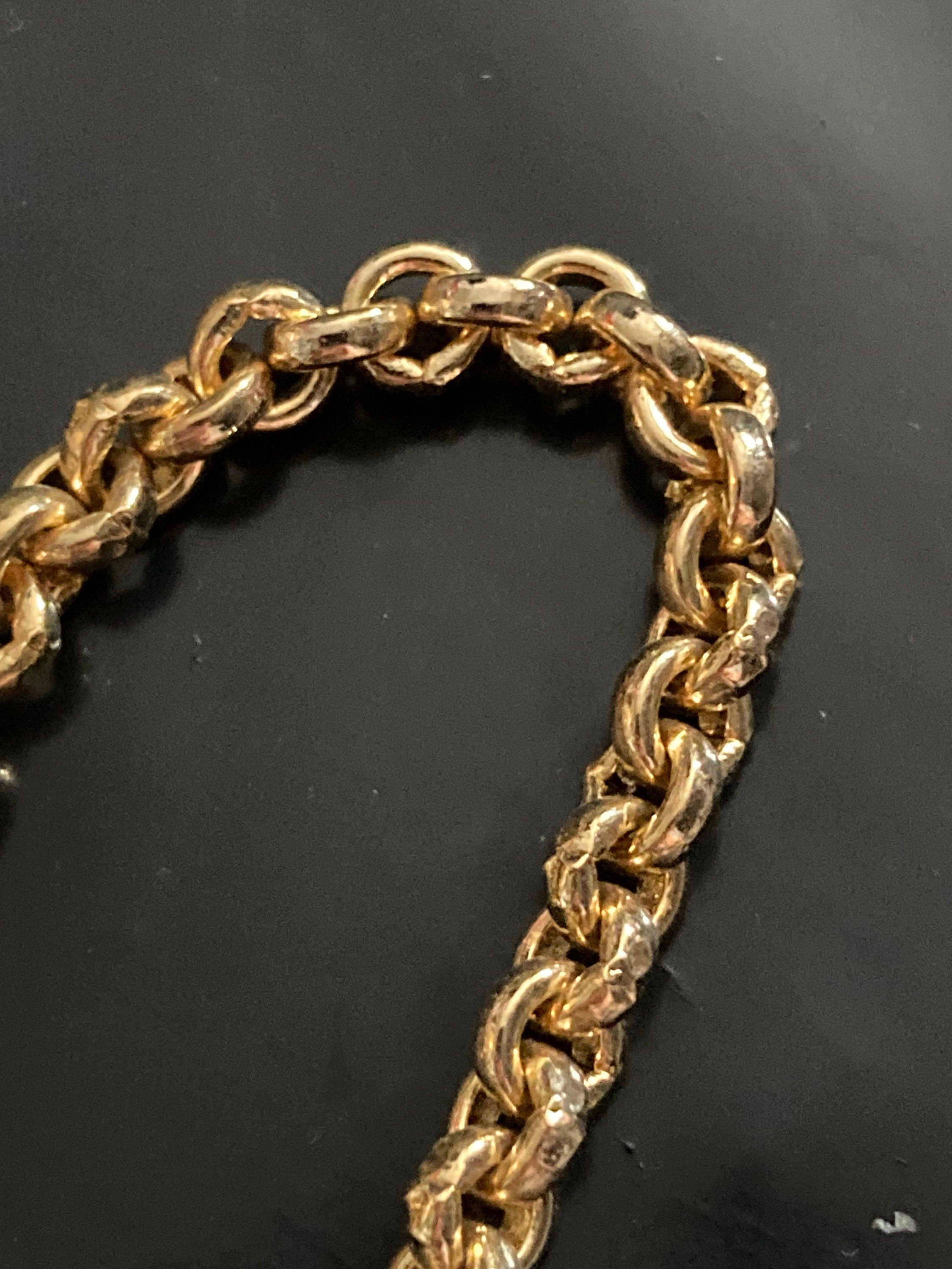 27” 90cm long 1980s thick gold plated fancy link station necklace for layering