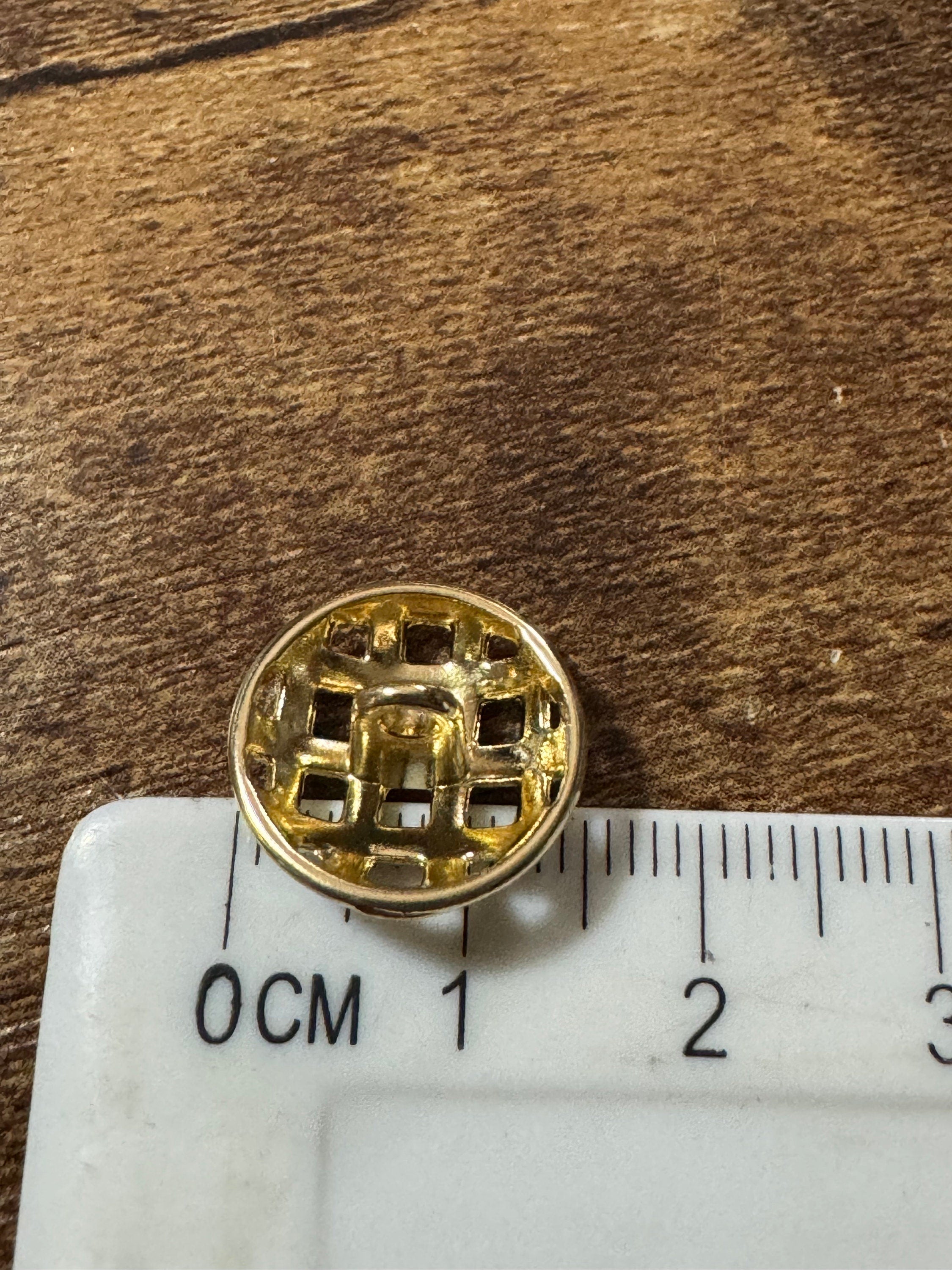 10 x 15mm small gold tone metal round basket weave woven buttons