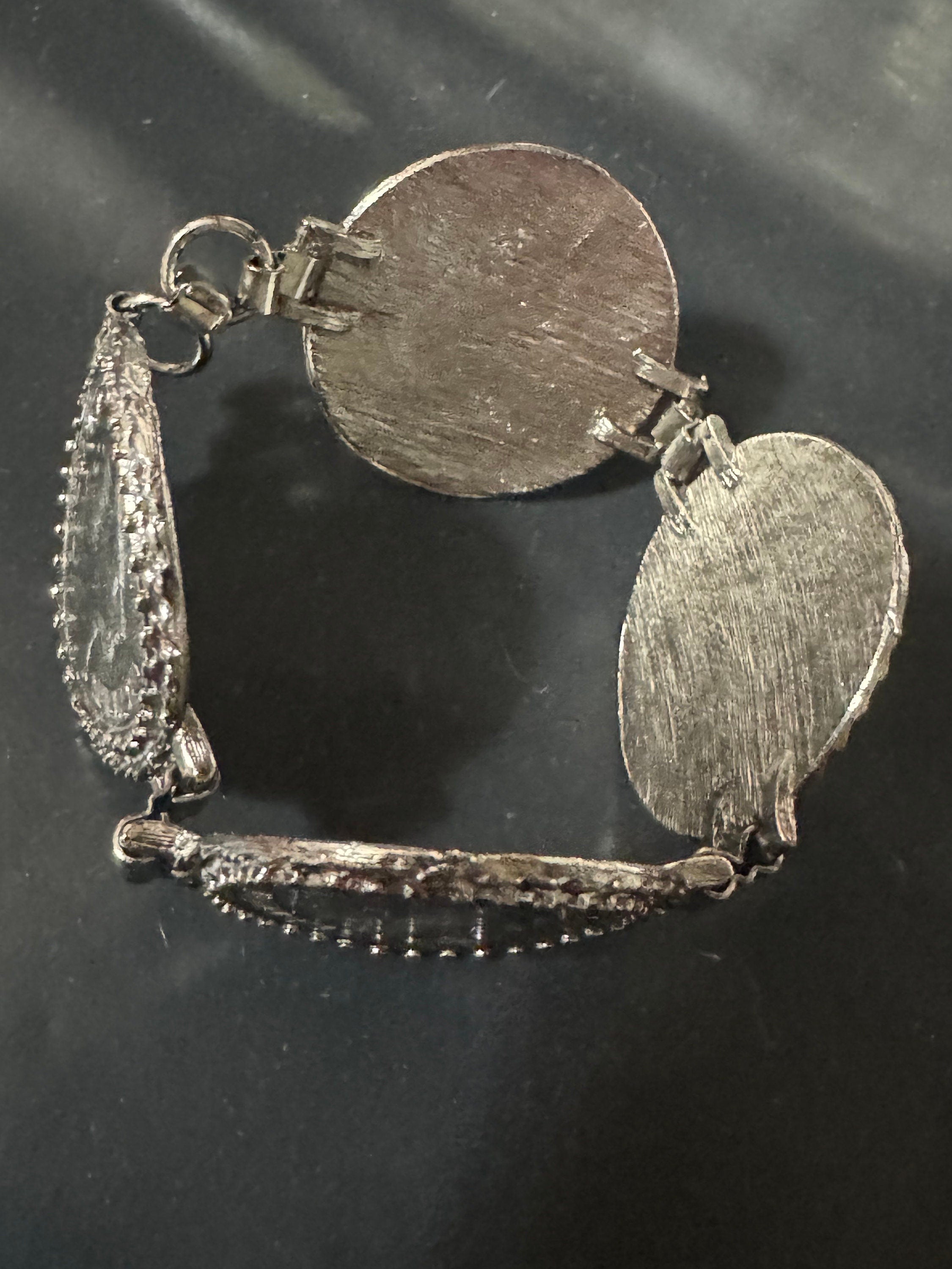 vintage chunky oversized silver tone coin bracelet 19.5cm old shop stock unused